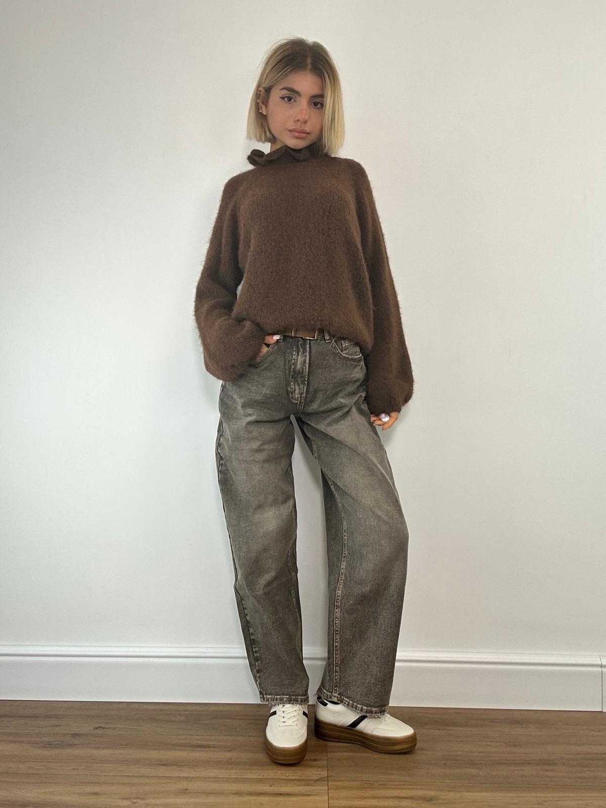 Maglione collo arricciato 3039 - Marrone