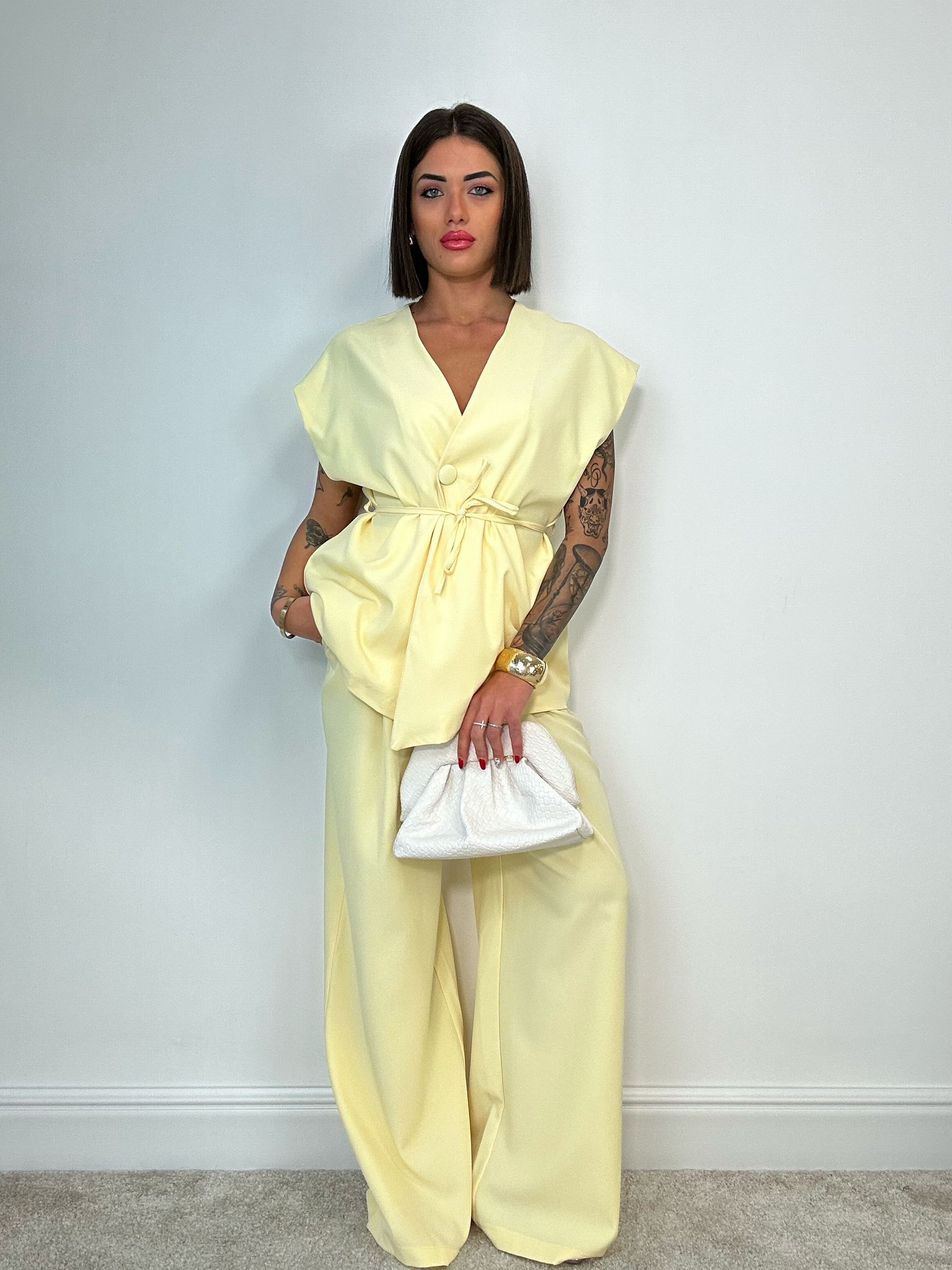 Coordinato Malaga (Giacca Smanicata+ Pantalone) Giallo