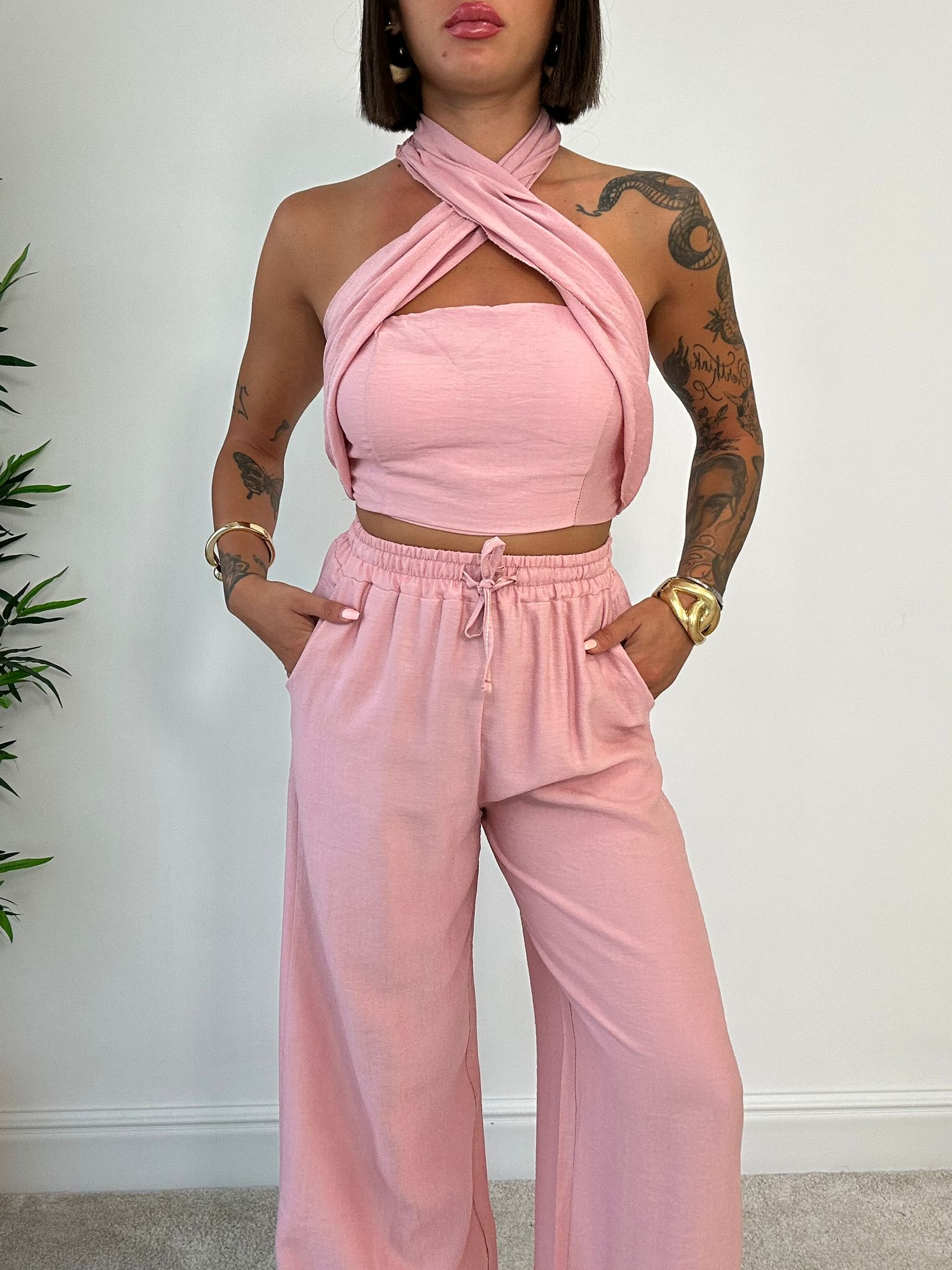 Coordinato Tenerife (Top + Pantalone) Rosa Antico