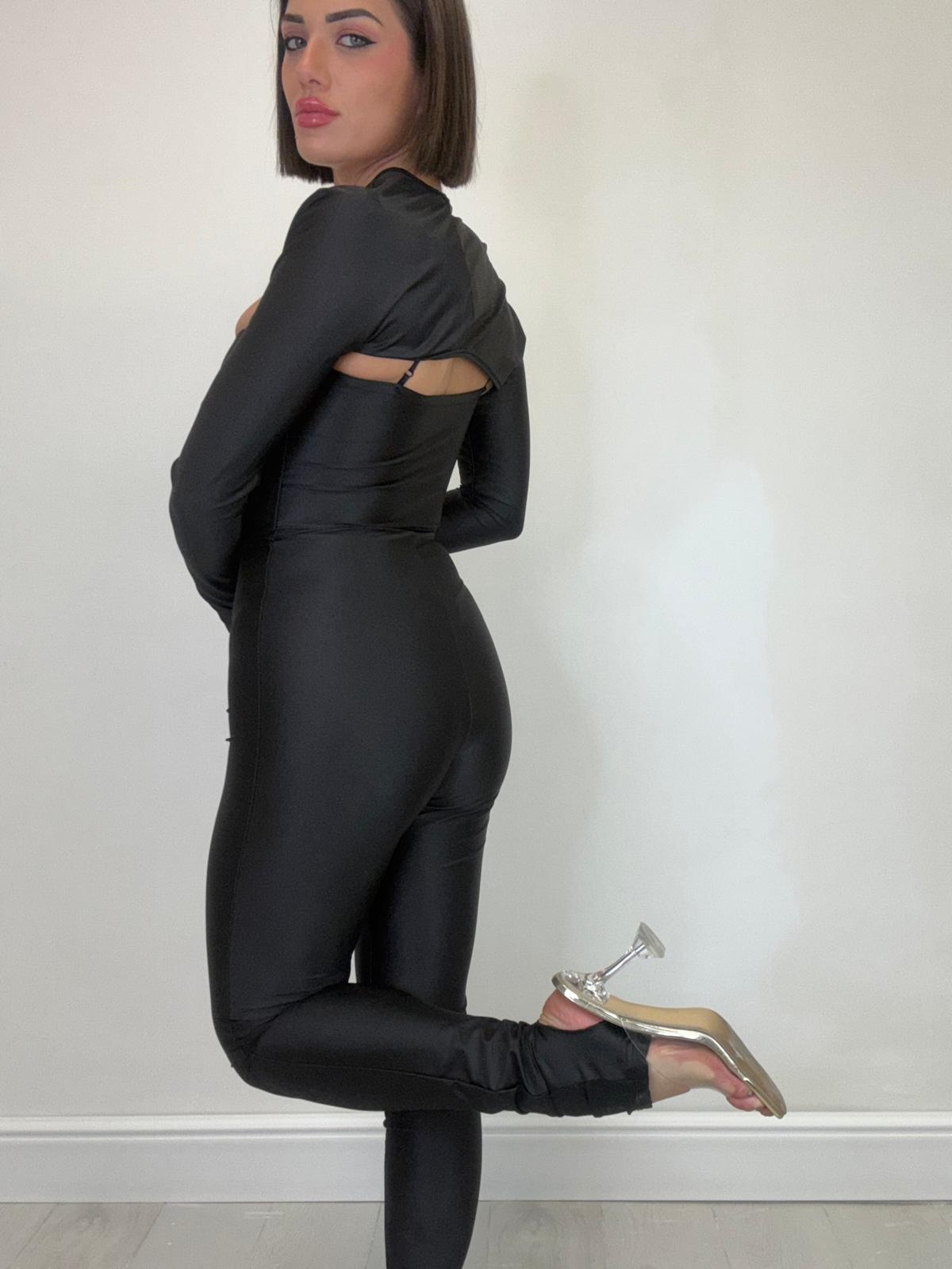 Combinaison Britney en lurex avec boléro - Noir