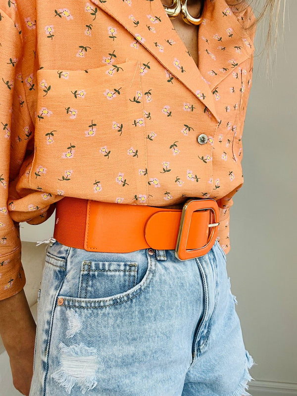 Cintura con elastico fibbia larga -  Arancione