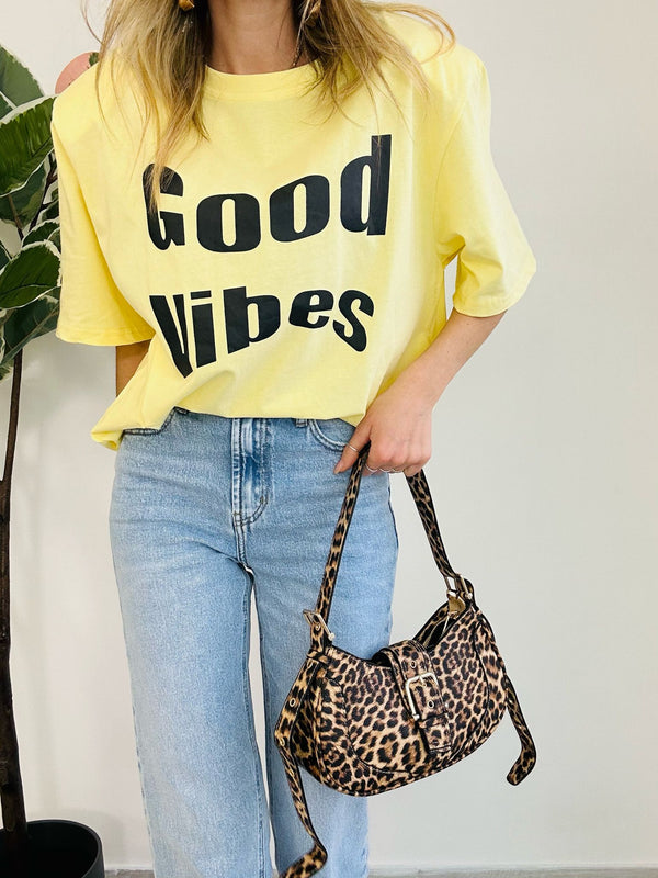 T-shirt Good Vibes - Giallo