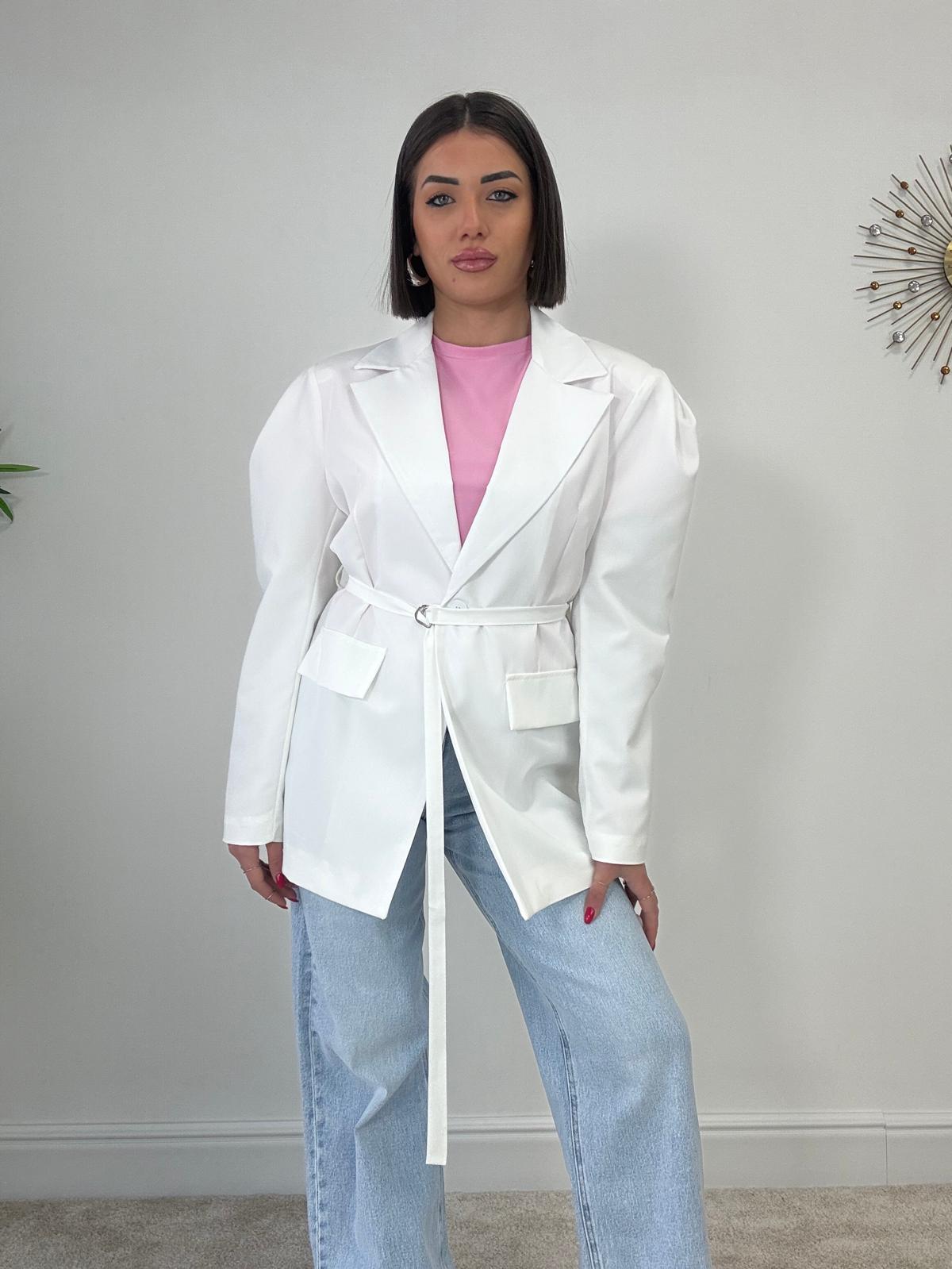 Blazer mit Gürtel - Weiß