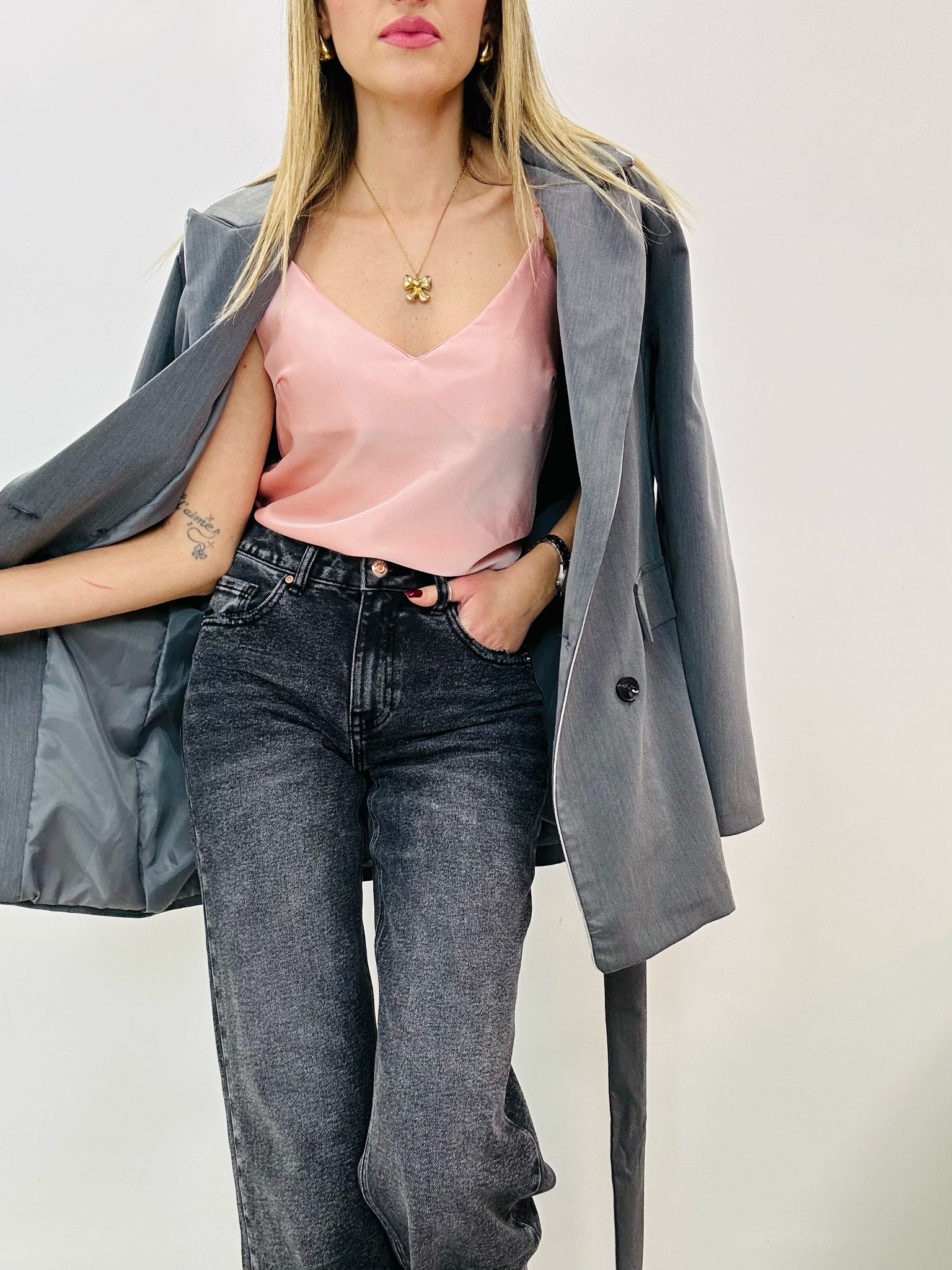 Top effetto seta semplice con bretelle regolabili - Vari Colori - FR4228