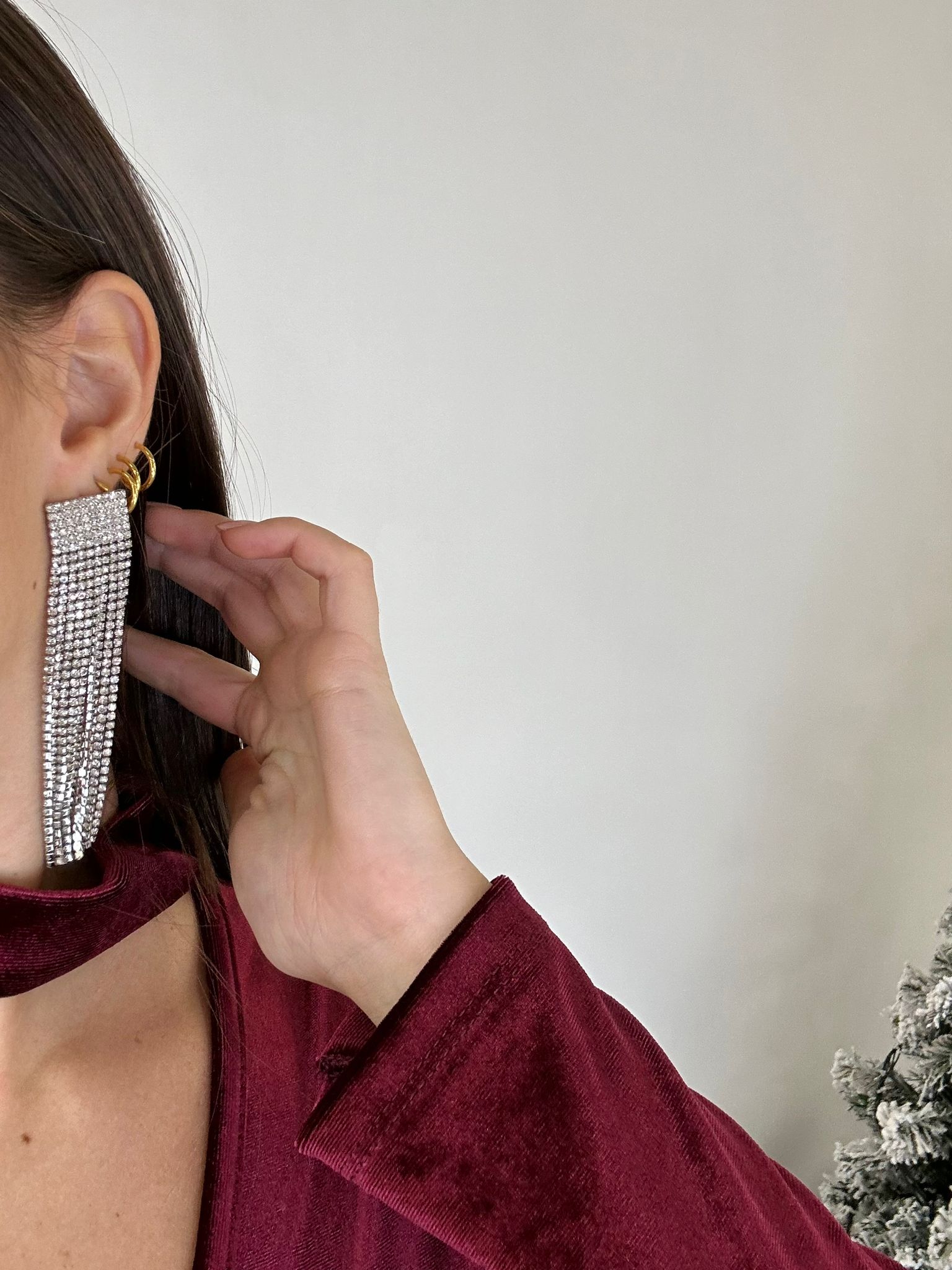 Orecchini pendenti con strass - Argento