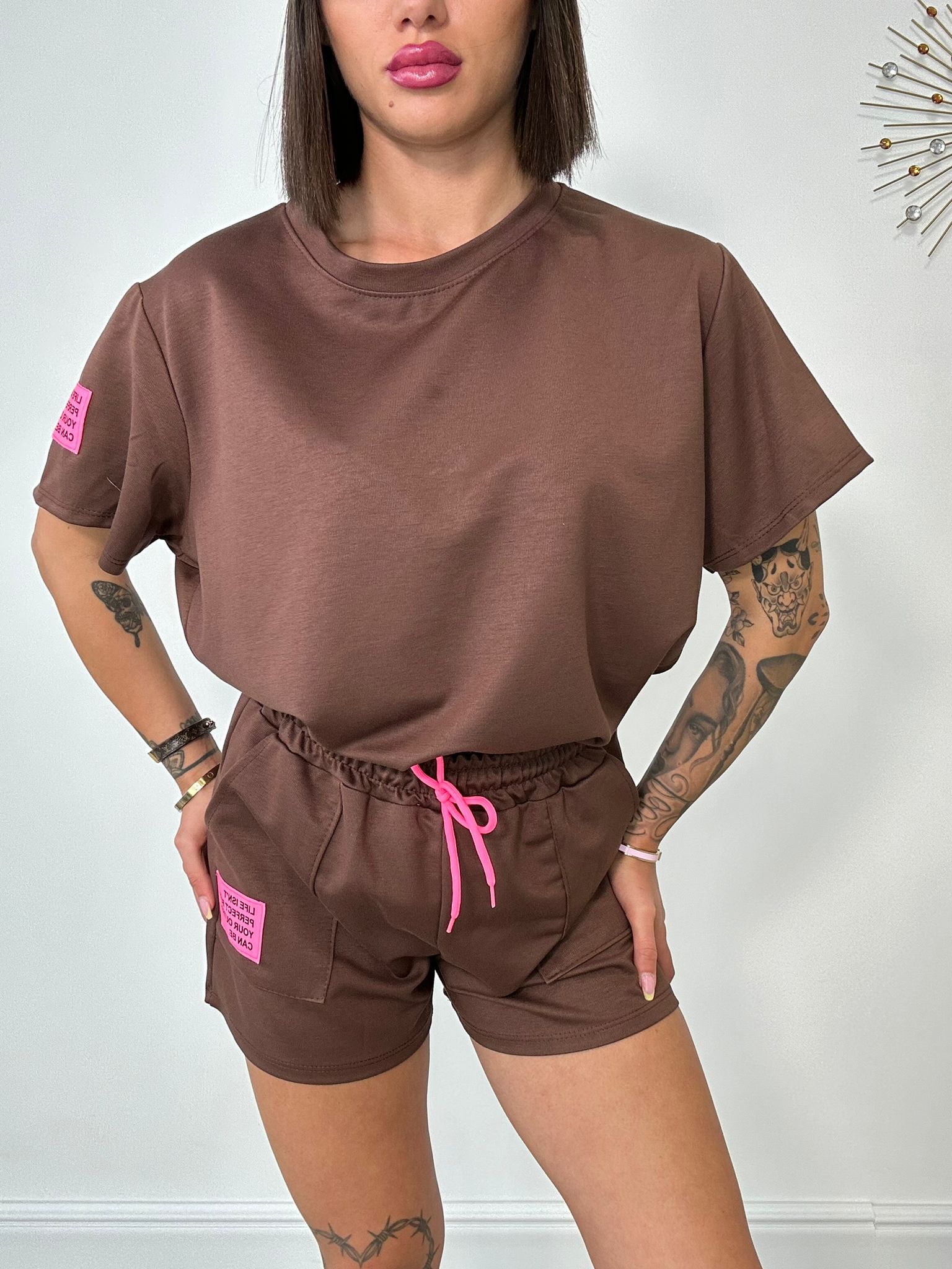 Coordinato sportivo ( Pantaloncino + T-Shirt ) - Marrone