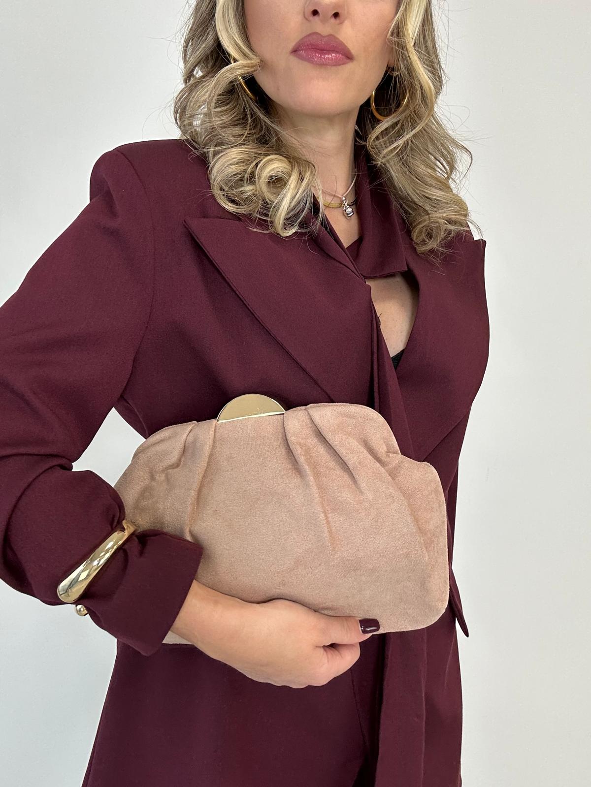 Pochette con gancetto oro - Cipria