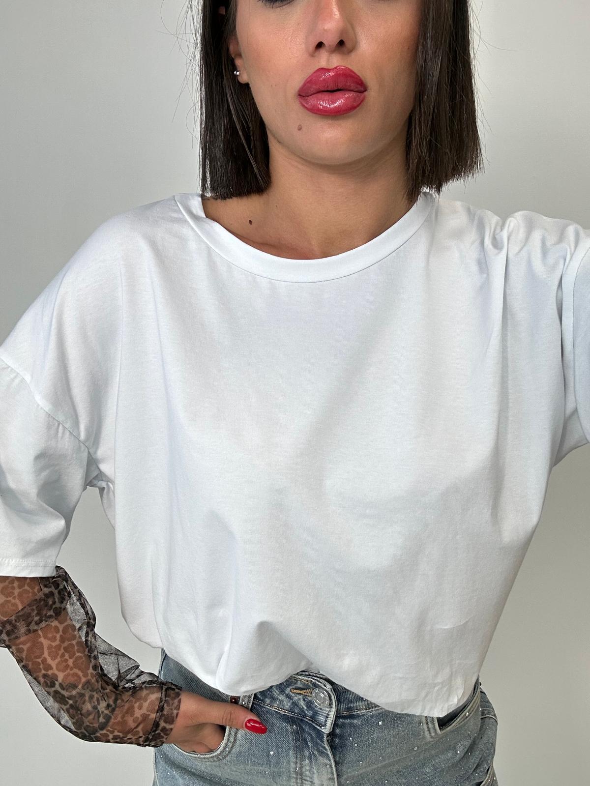 T-shirt manica velata Animalier - Bianco