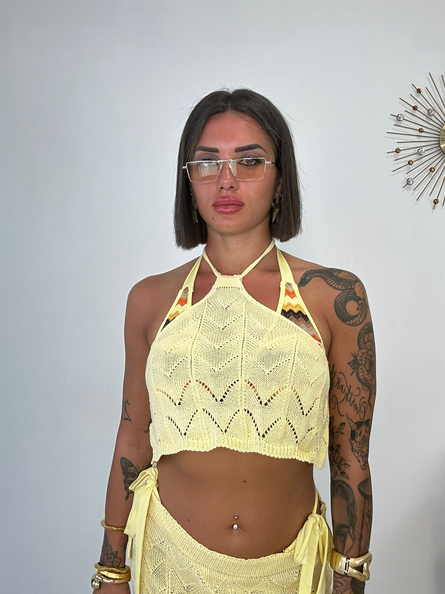 Coordinato Copricostume Ventotene (Top + Gonna) Giallo