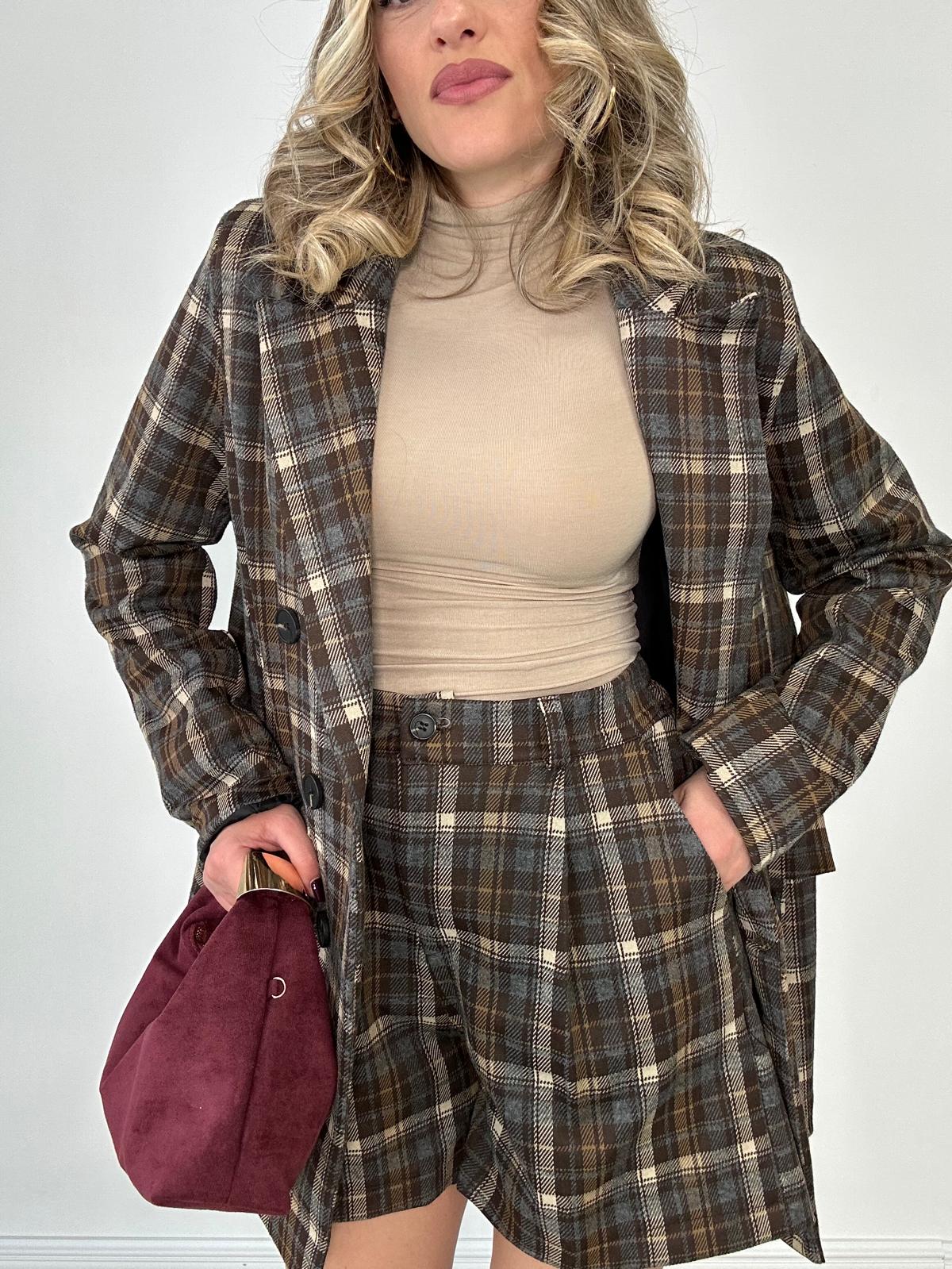 Coordinato M13368 (Blazer + Pantaloncino) Marrone e Beige