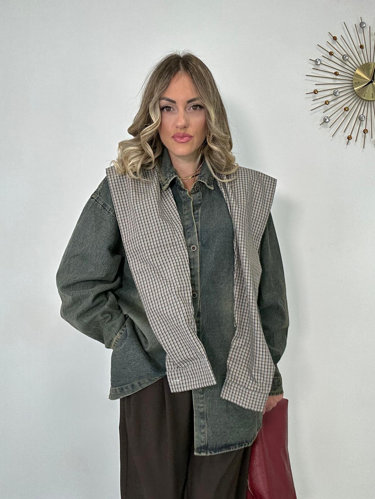 Maxi camicia denim MC926 - sabbiata vintage