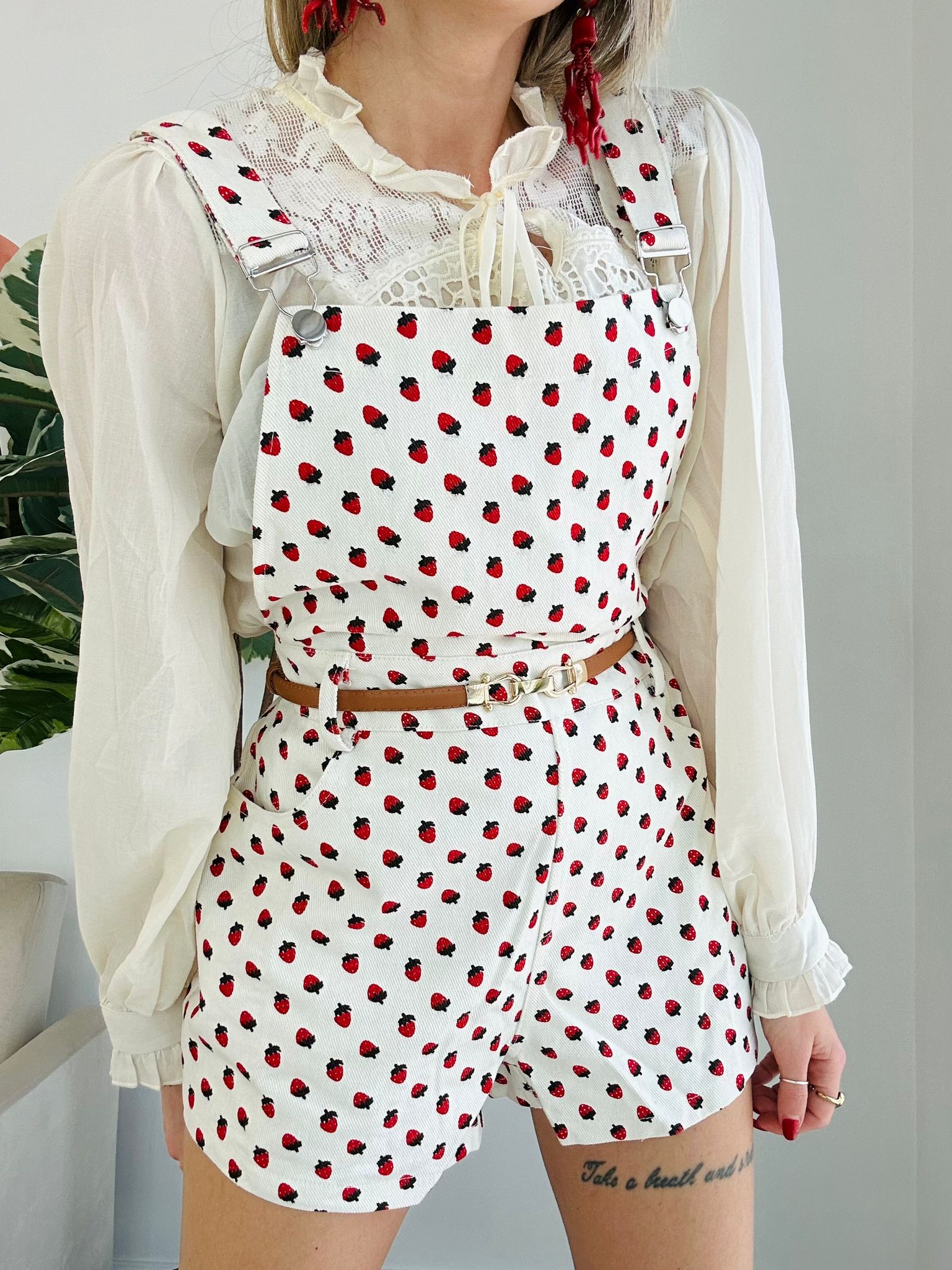 Salopette Fragola - Panna DISPONIBILE L