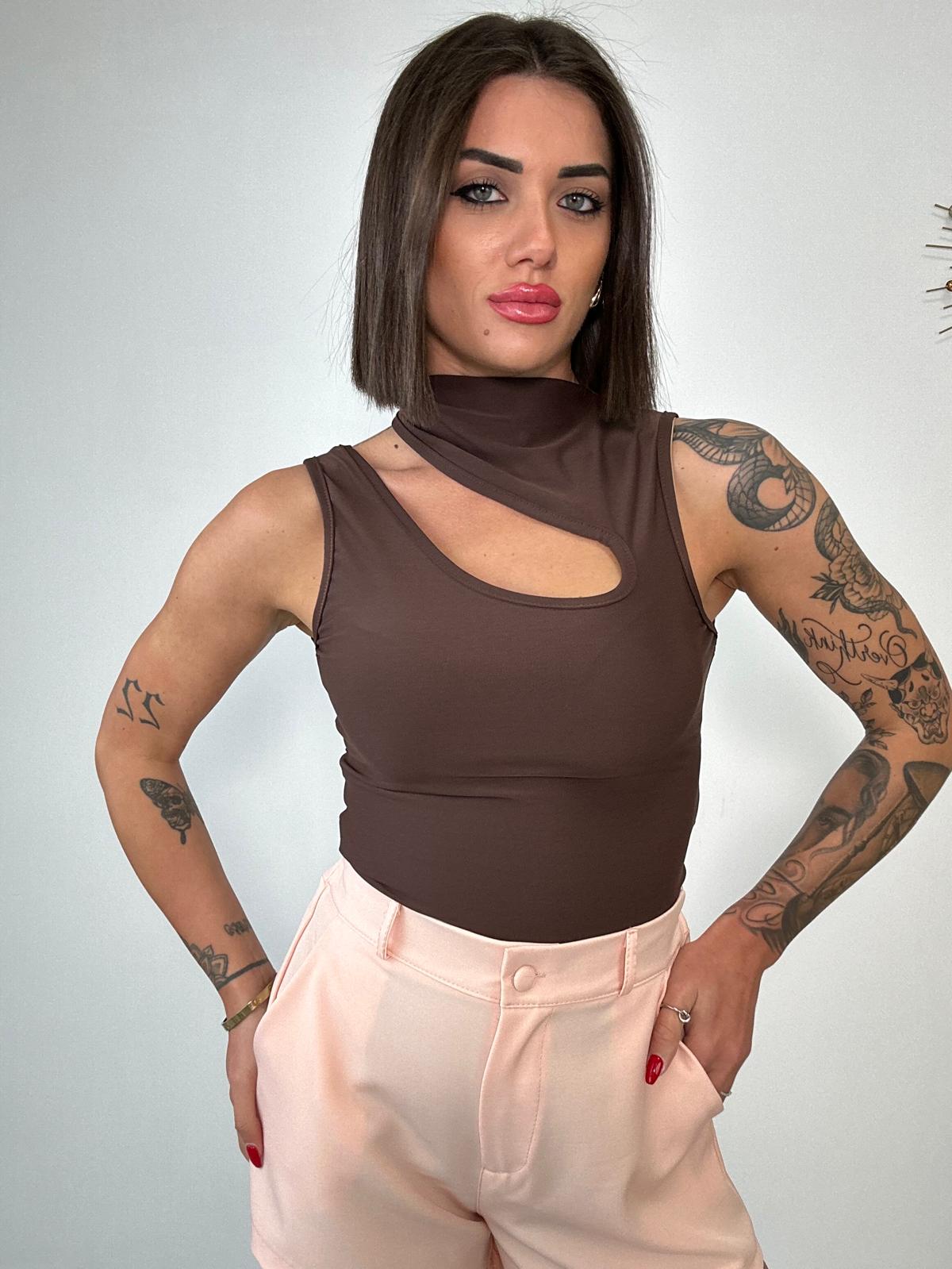 Body scollo laterale - Marrone