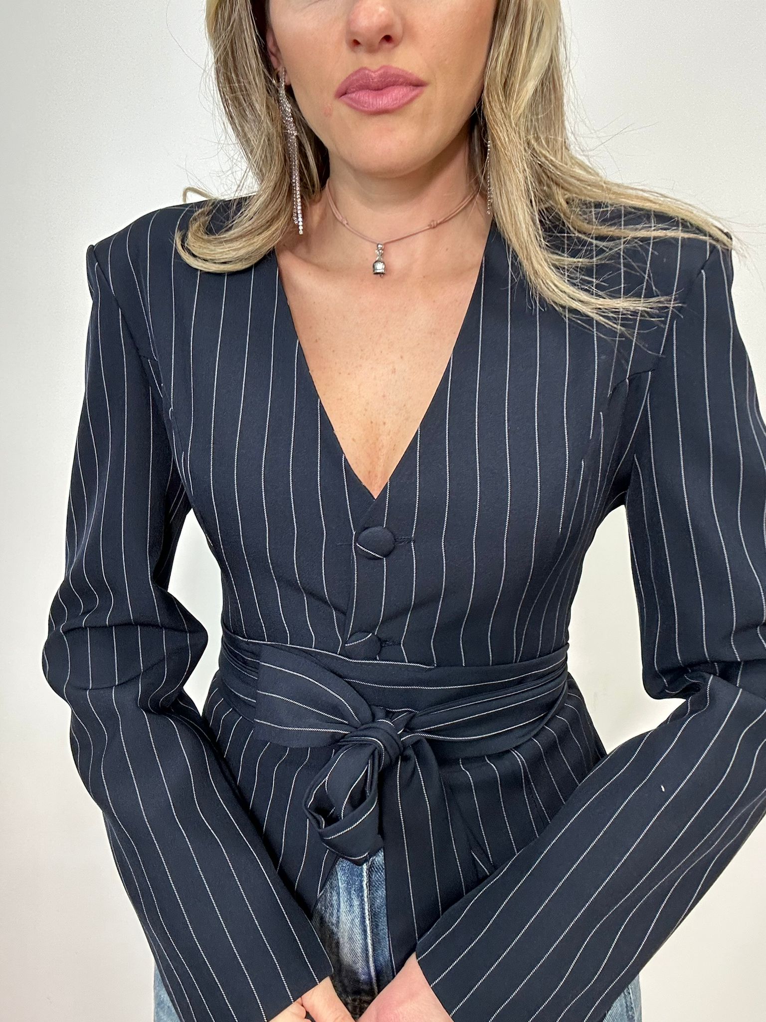 Blazer gessata 68525 - Blu