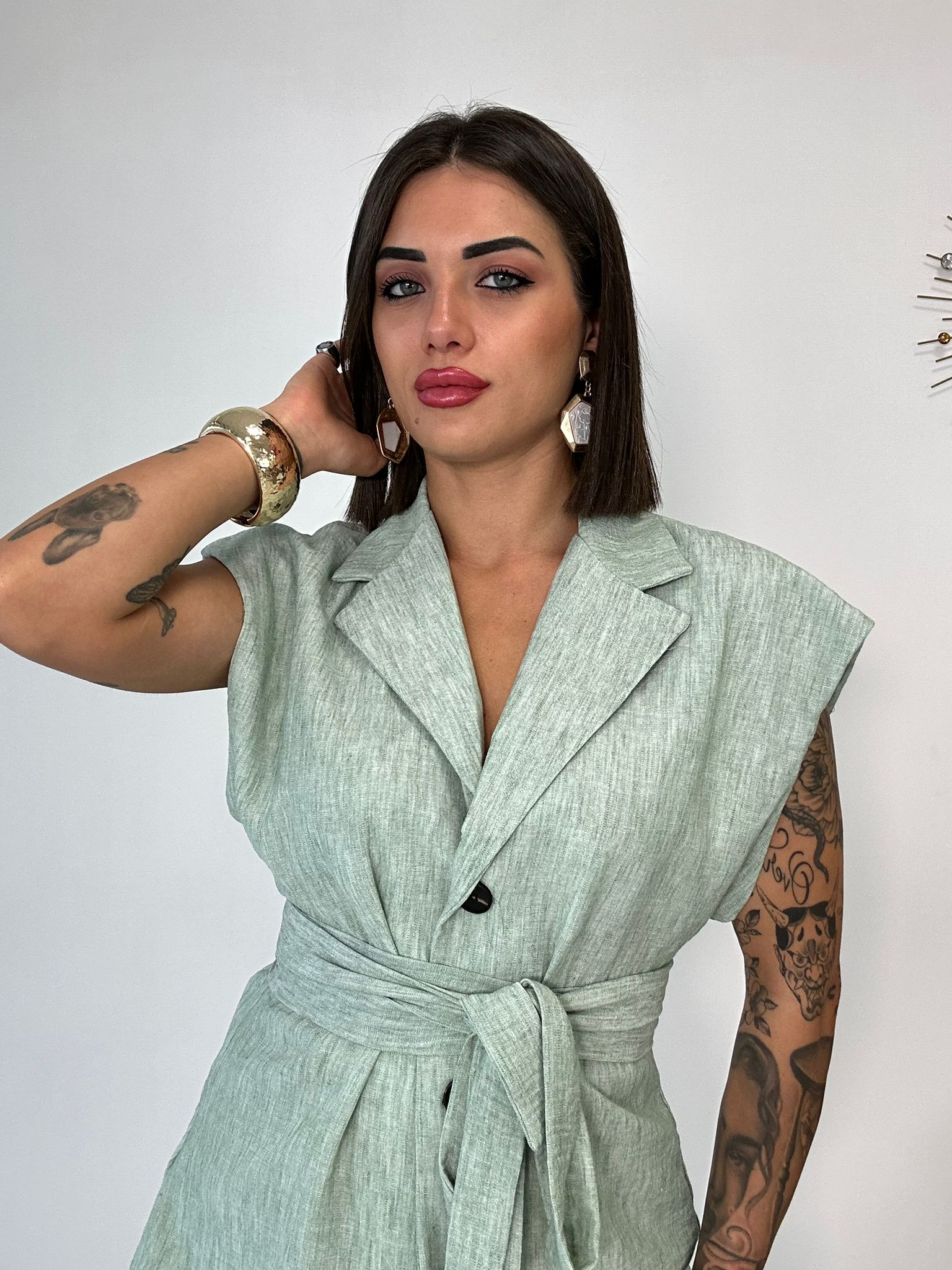 Coordinato Nizza (Blazer Smanicata + Pantalone) Verde