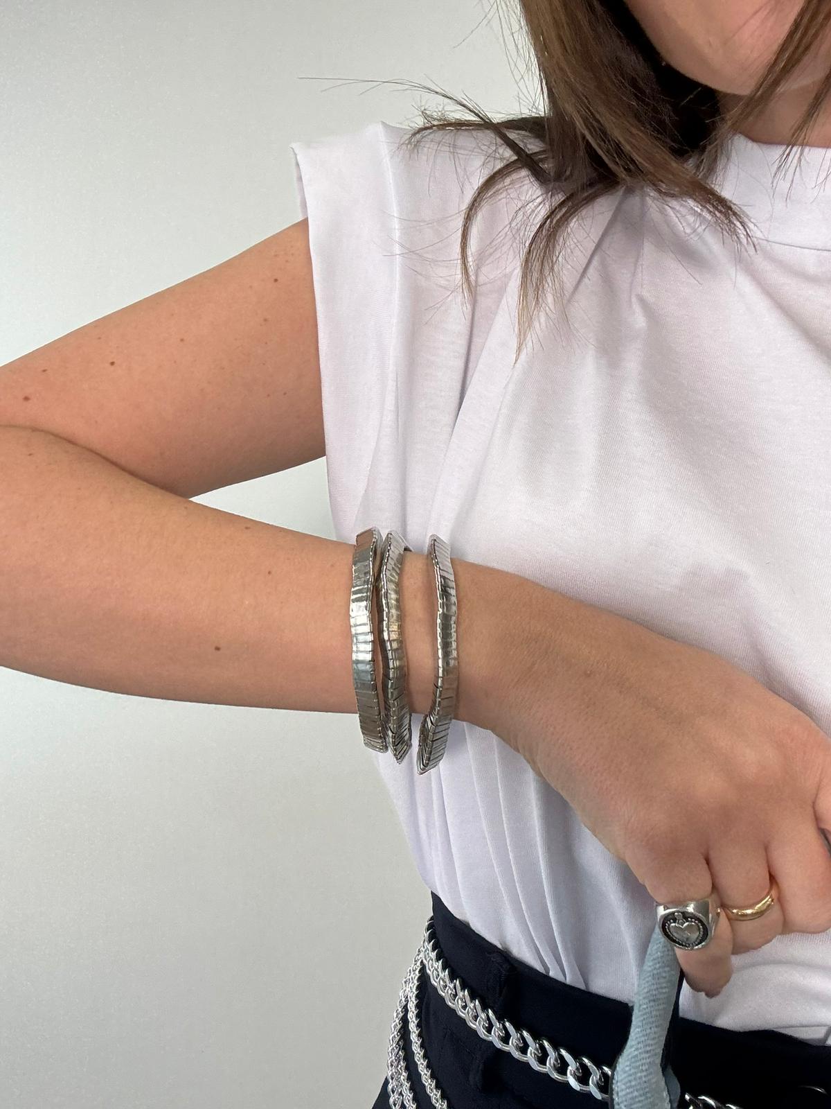 Bracciale 3 pezzi con elastico - Argento