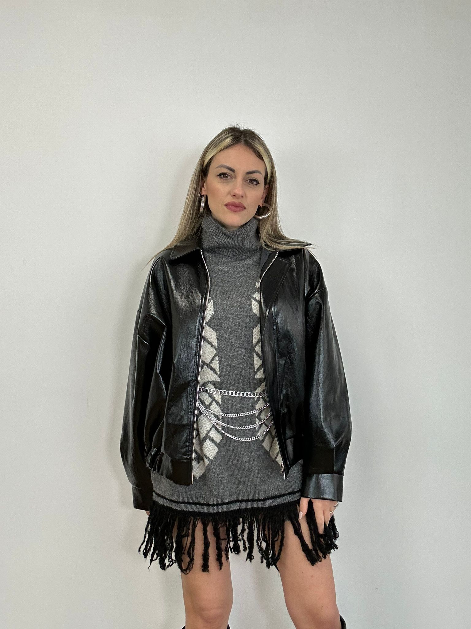 Fransenkleid 25870 - Grau