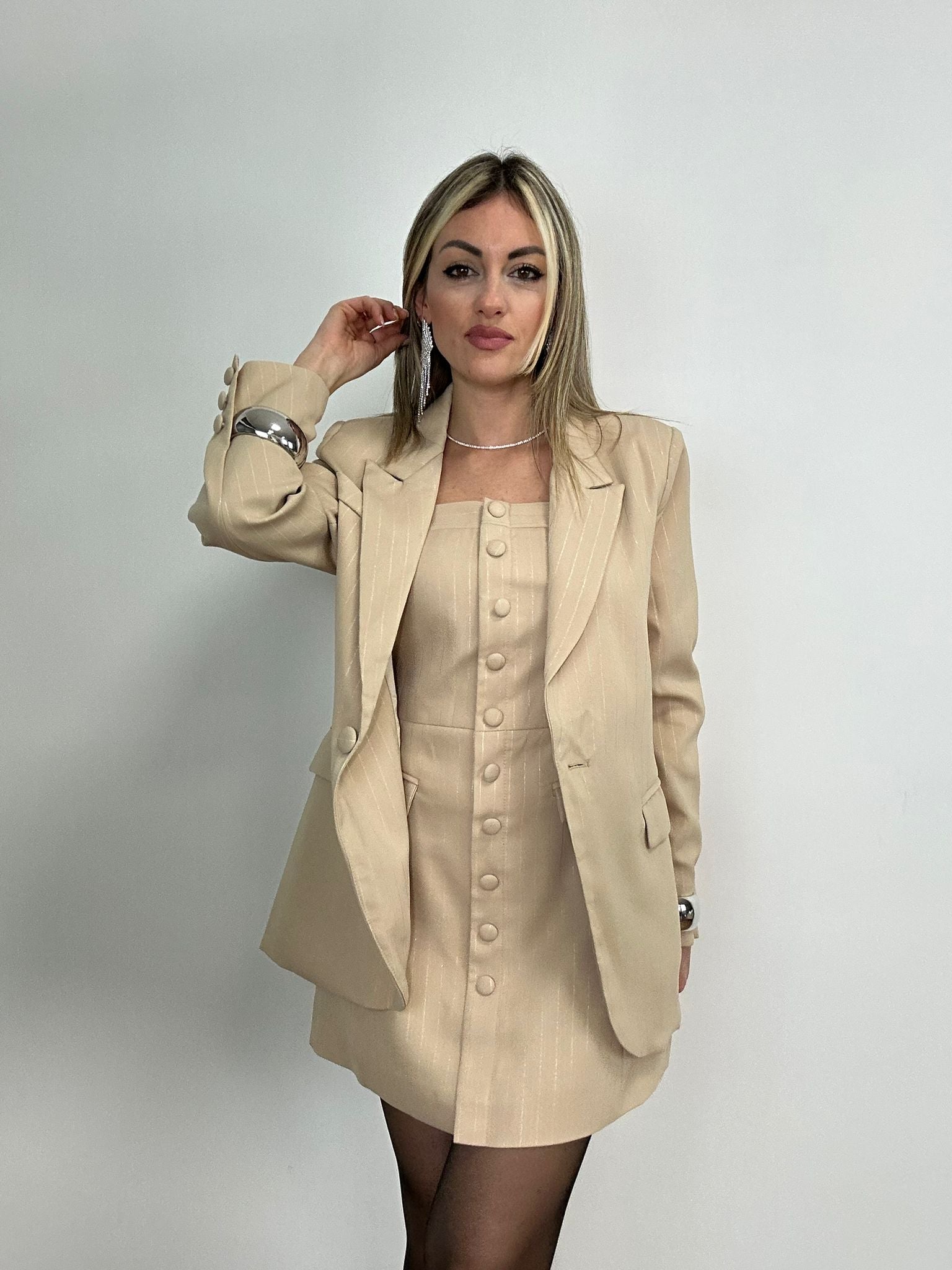 Coordonnée Lady (Robe + Blazer) - Beige