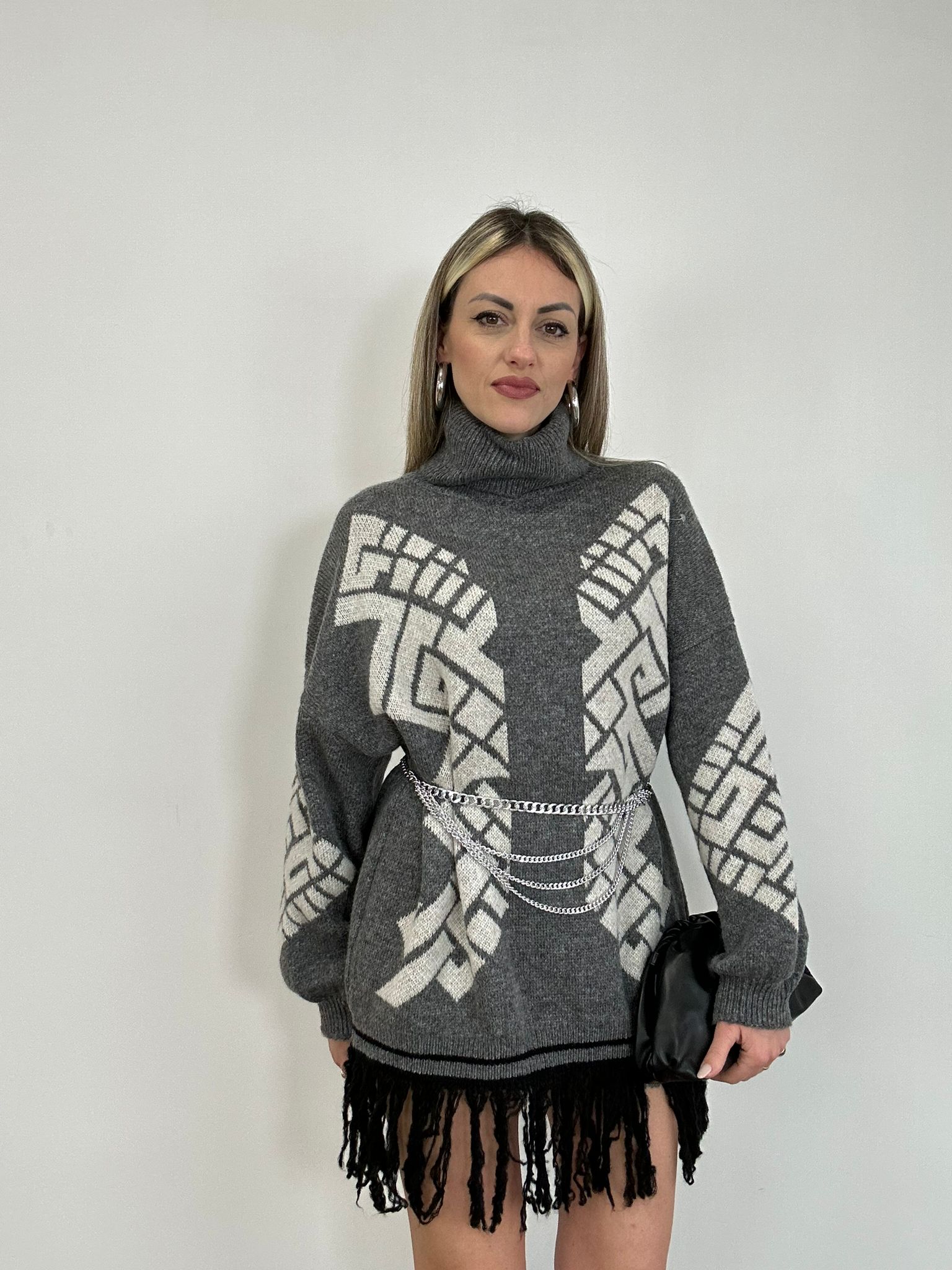 Fransenkleid 25870 - Grau