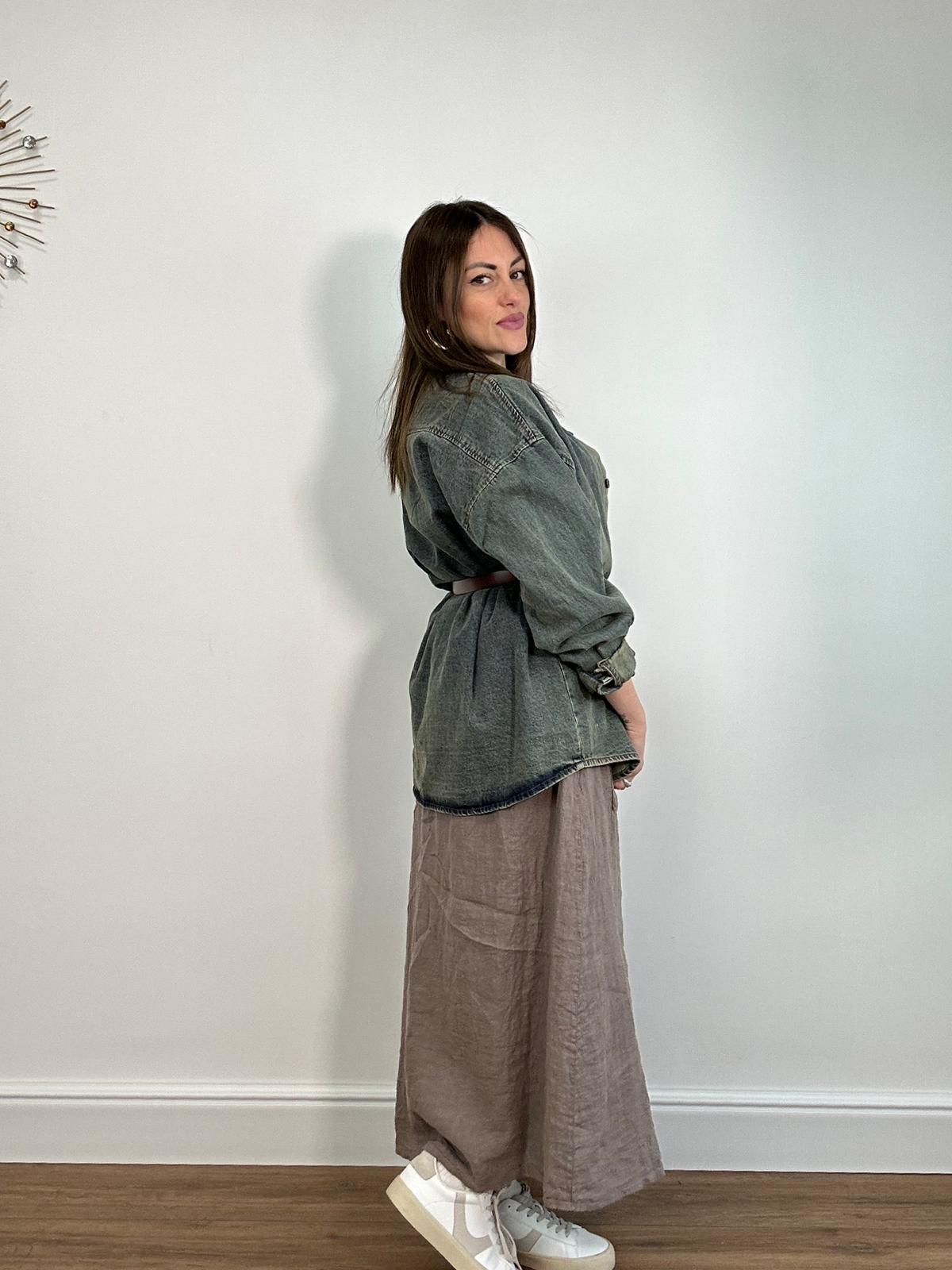 Gonna in Lino 25223 - Fango