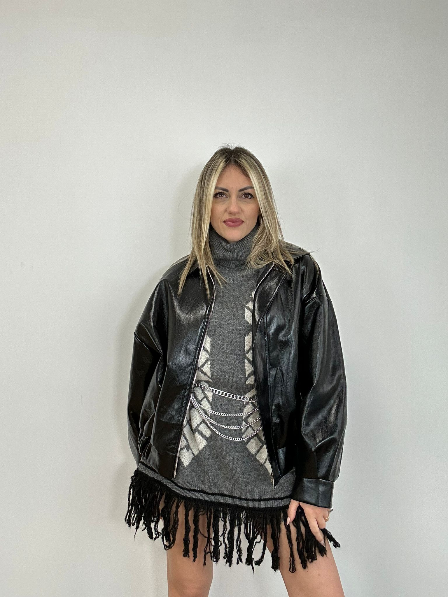 Fransenkleid 25870 - Grau