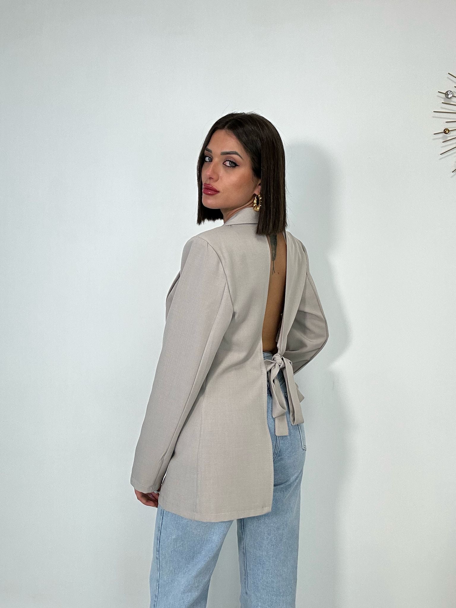 Blazer Scollo Retro - Beige