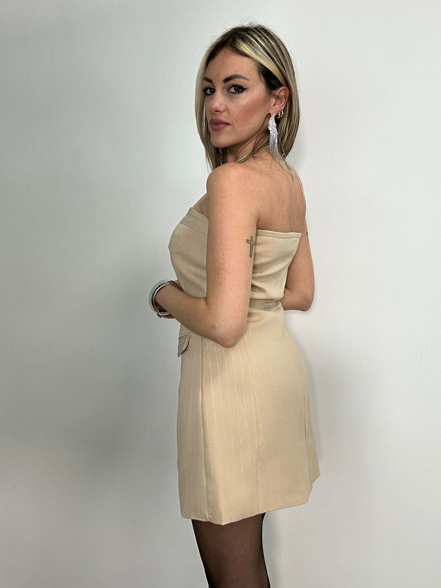 Coordinato EC2388 (Abito + Blazer) Beige