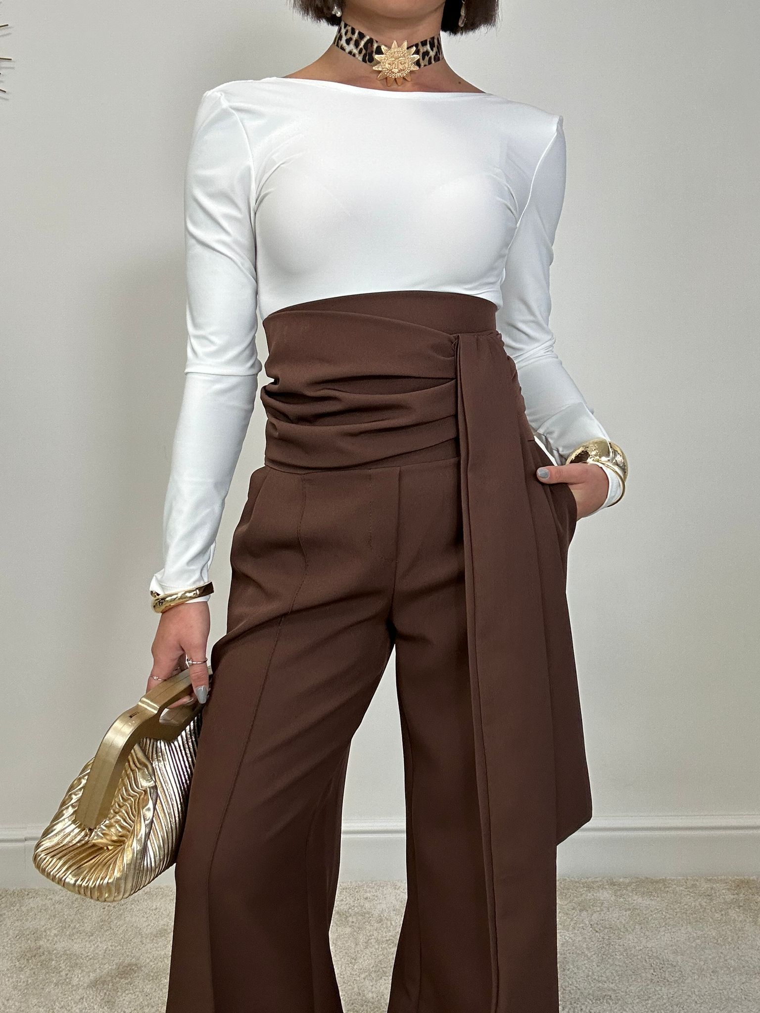 Pantalone Palazzo Vita Alta - Marrone