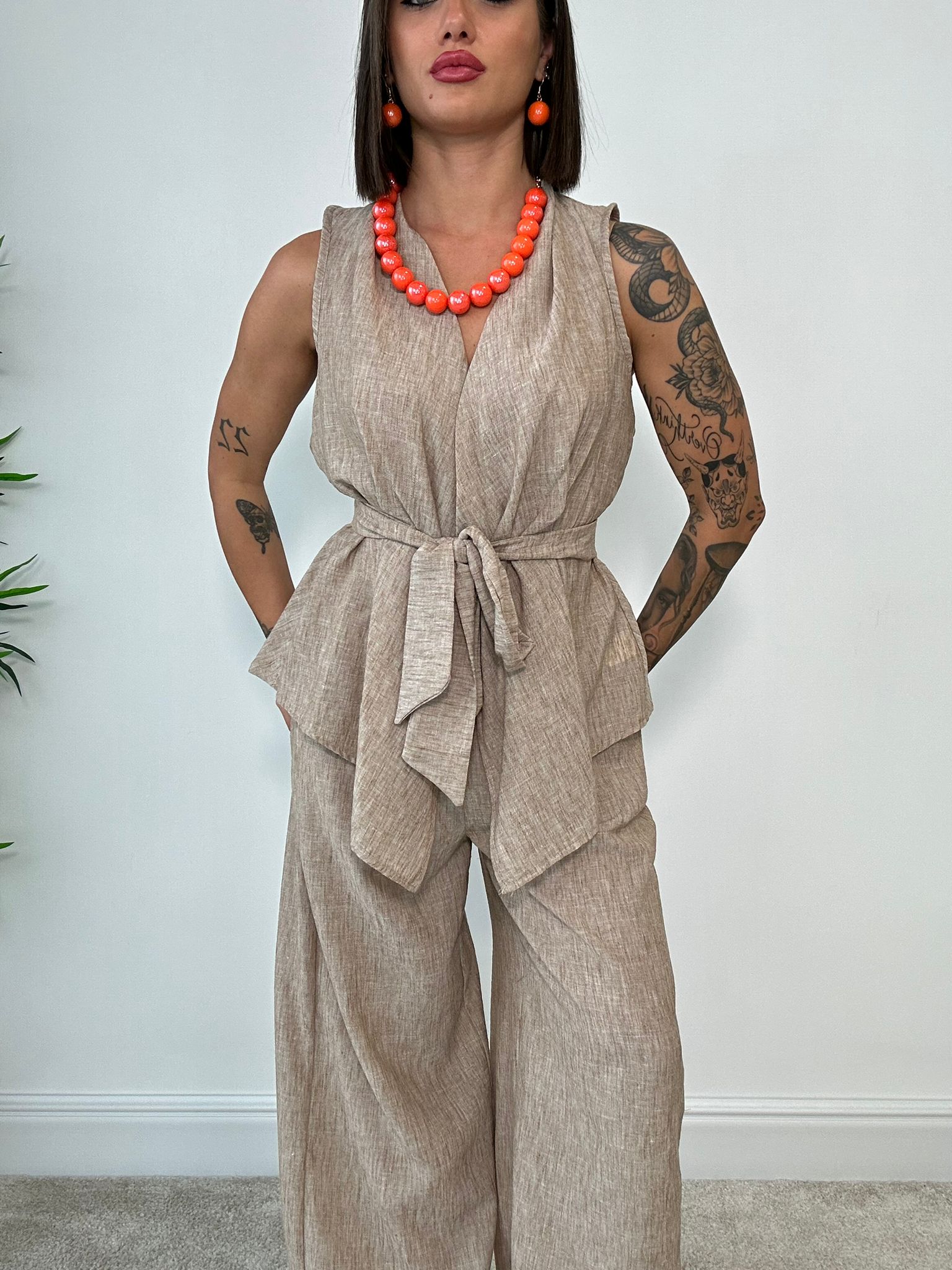 Coordinato Rio (Giacca smanicata + Pantalone) Fango