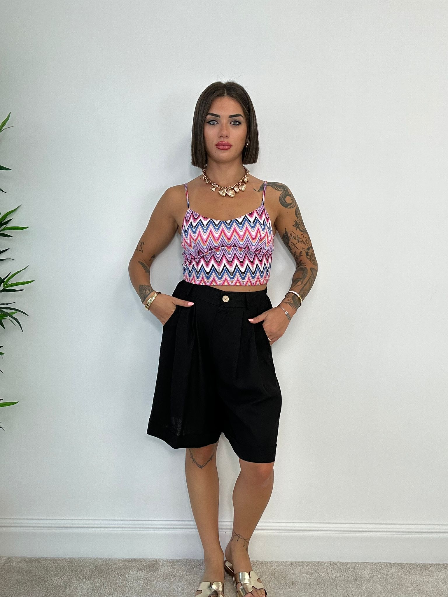 Pantaloncino Bermuda in Lino - Nero