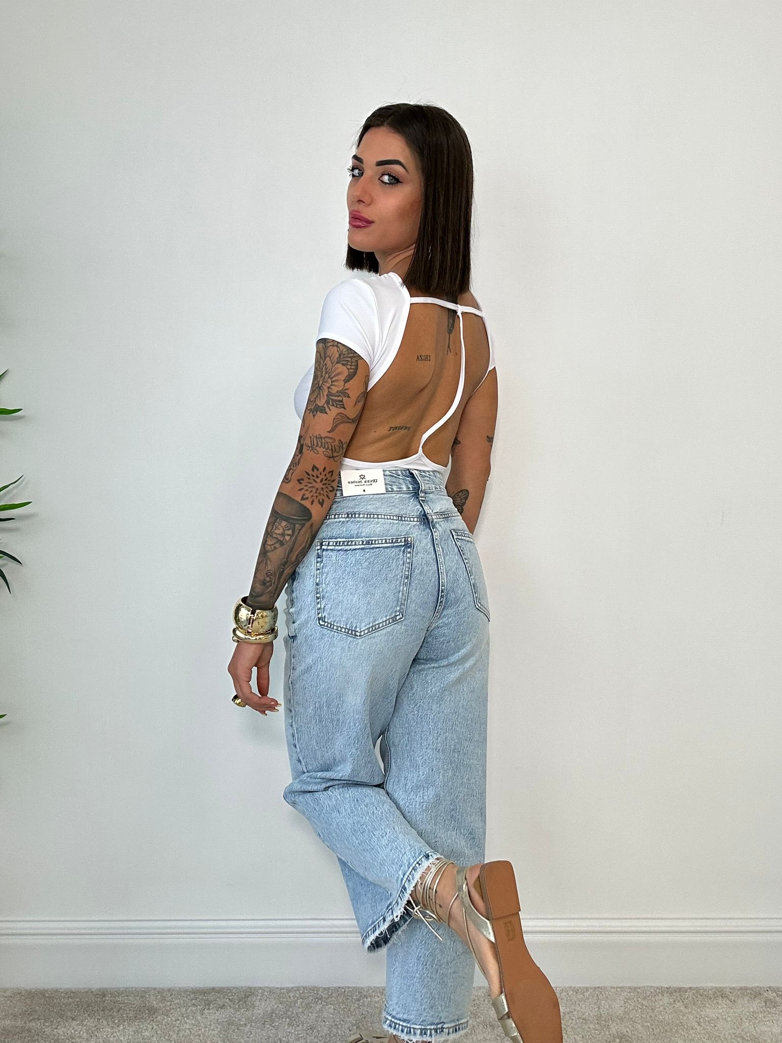 Jeans modello capri a palazzo - Lavaggio chiaro