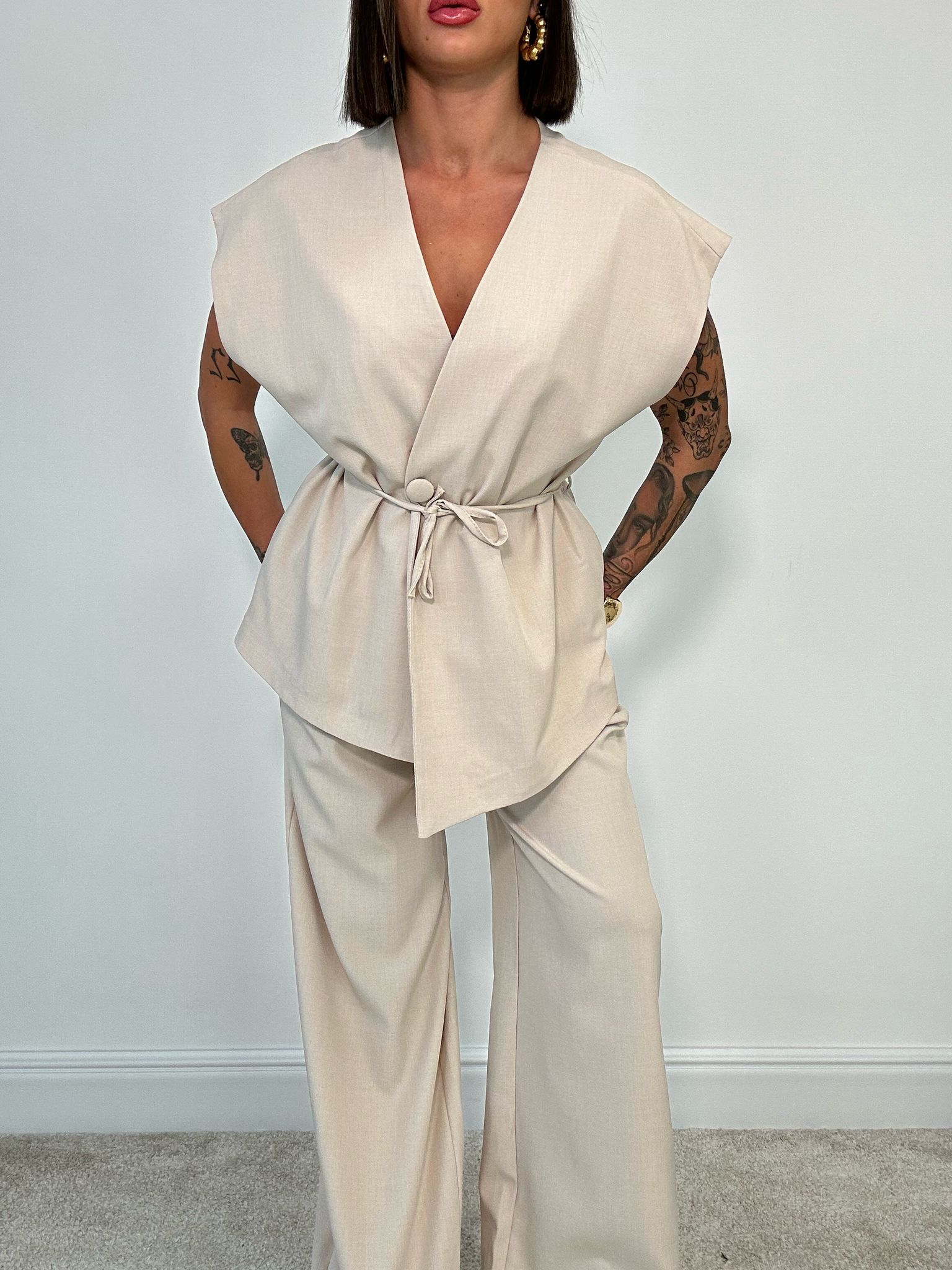 Coordinato Malaga (Giacca Smanicata+ Pantalone) Beige