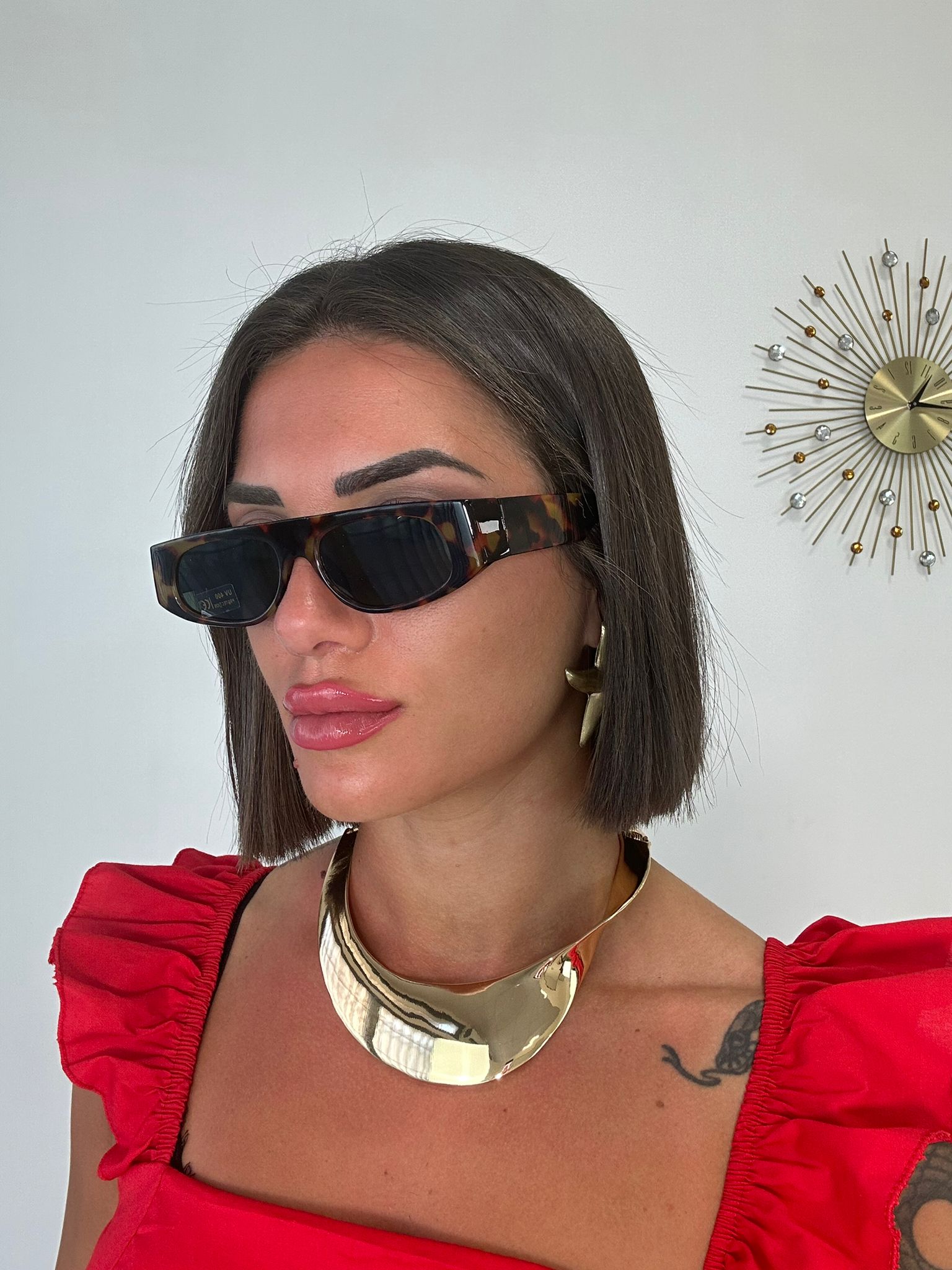 Occhiale da sole sottile quadrato - Marrone tartarugato