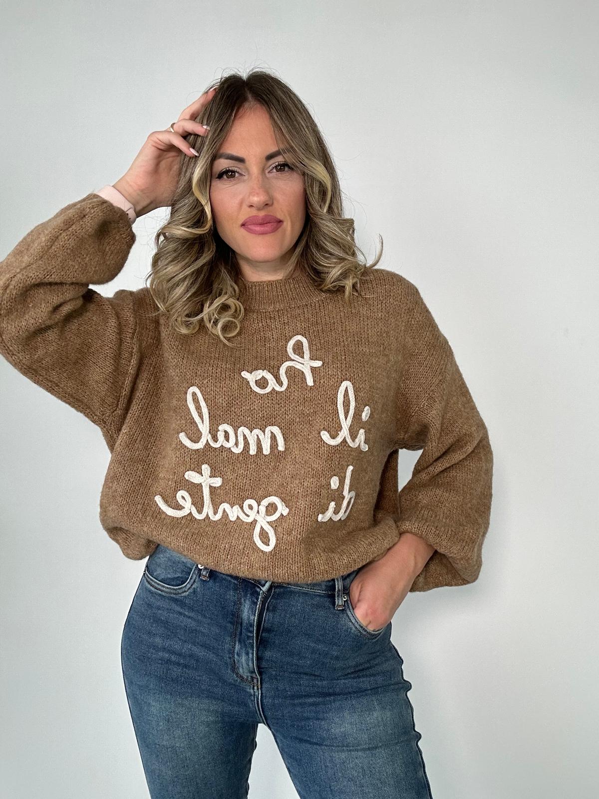 Maglione (ho il mal di gente ) A2903 - Camel