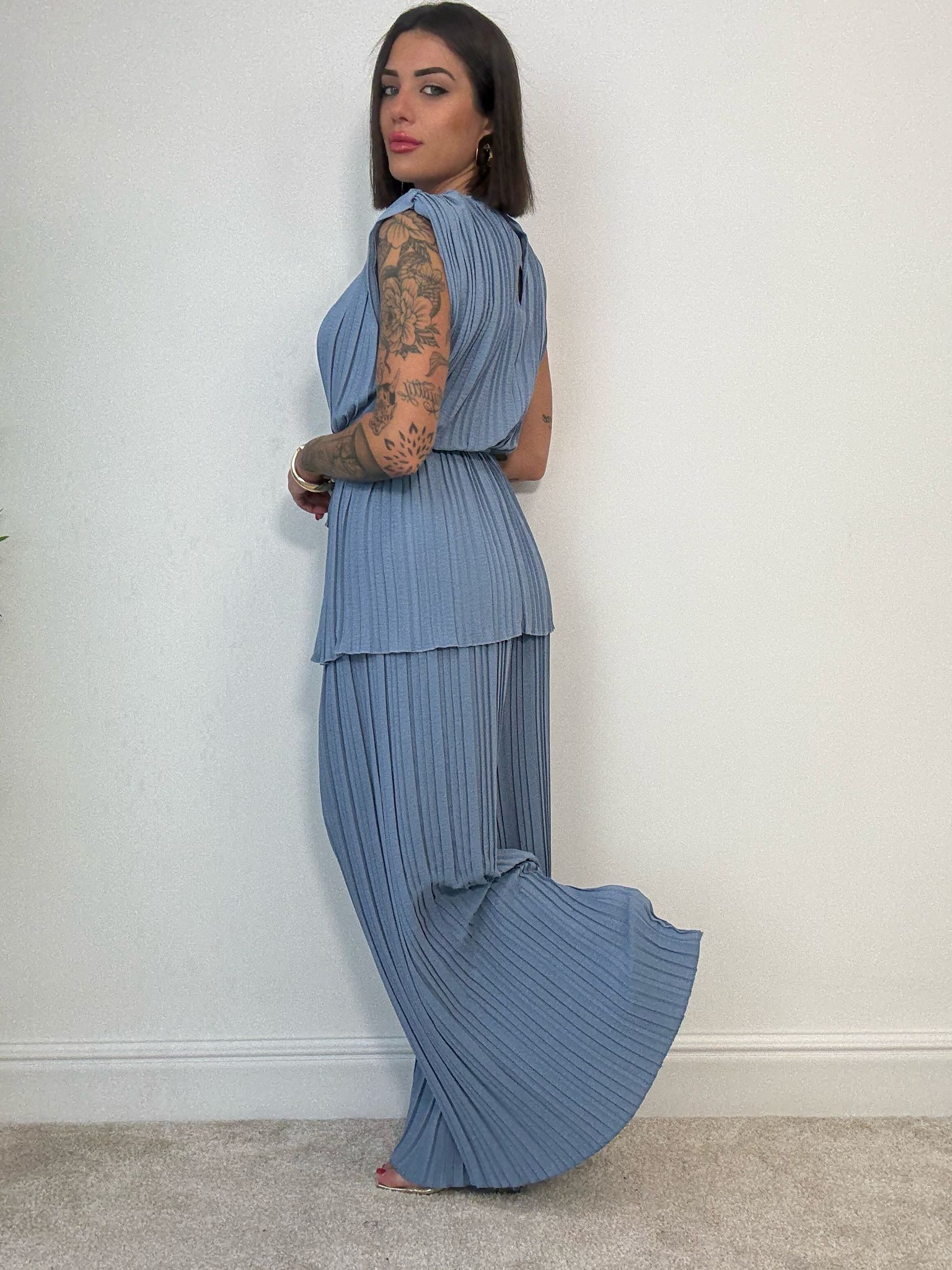 Coordinato Plissettato (Blusa + Pantalone) Carta da Zucchero