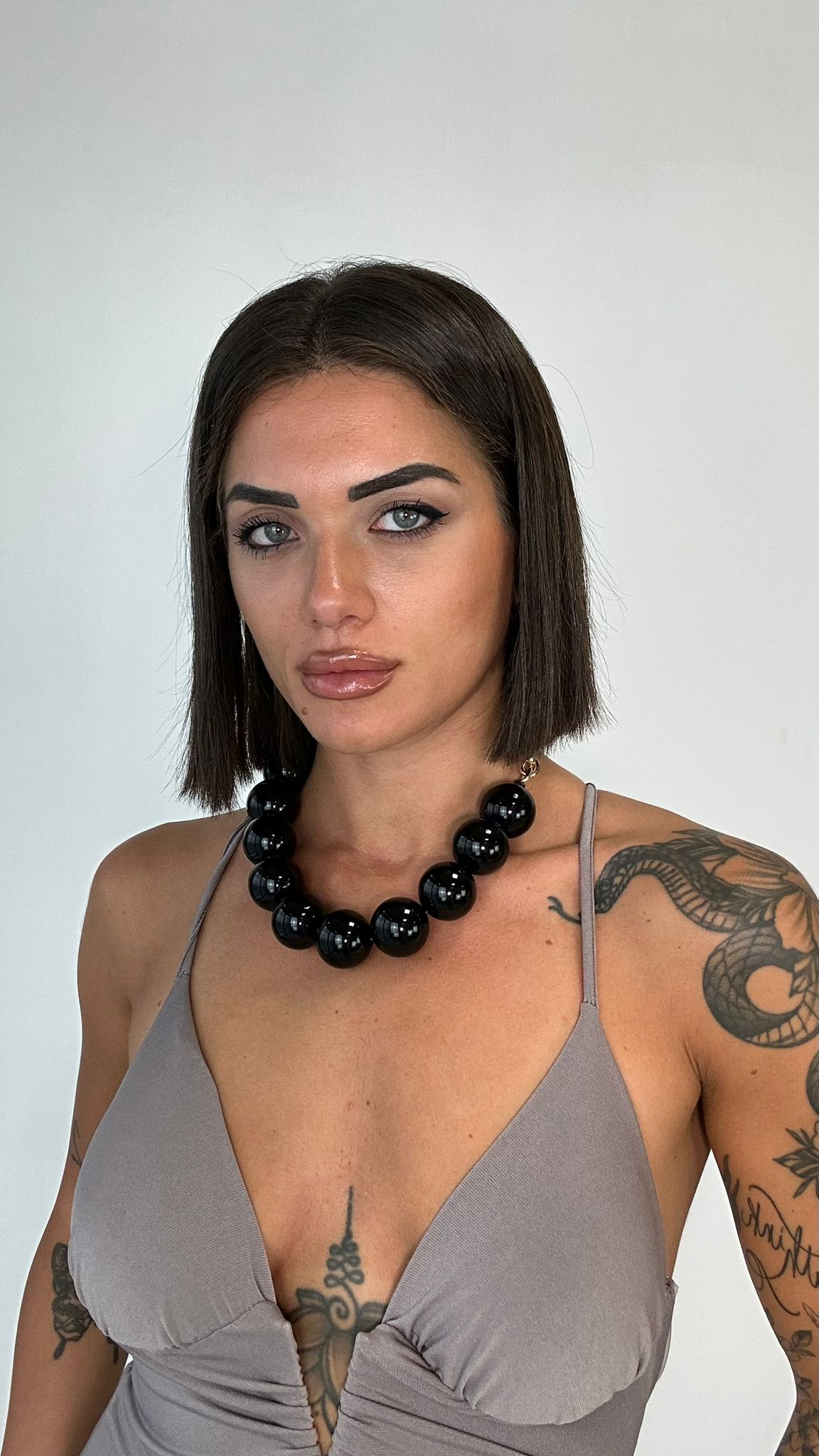Collana con perle grandi - Nero