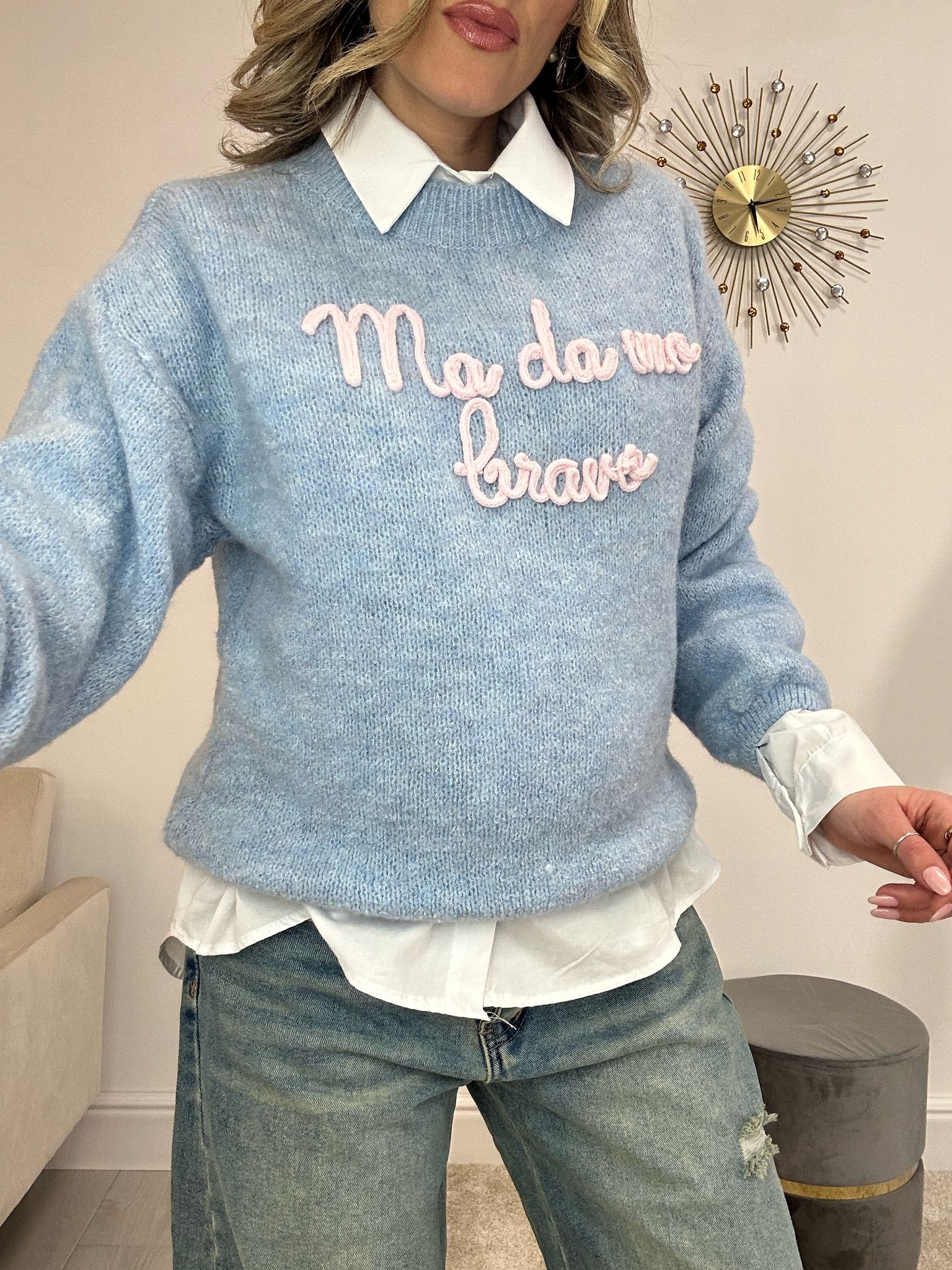 Maglione “Ma Da Uno Bravo” - Celeste