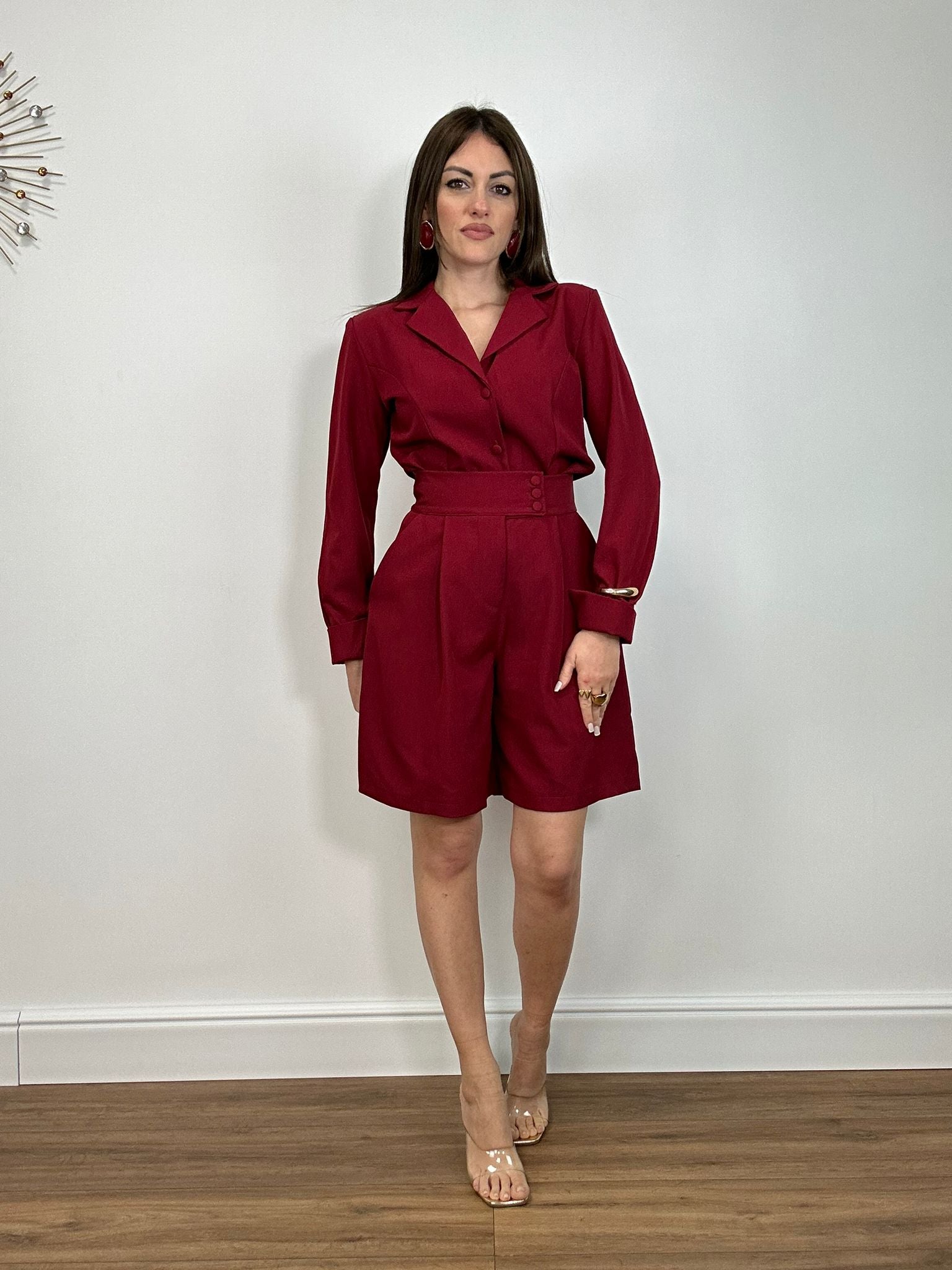 Coordinato 6307 (Camicia + Bermuda) Bordeaux