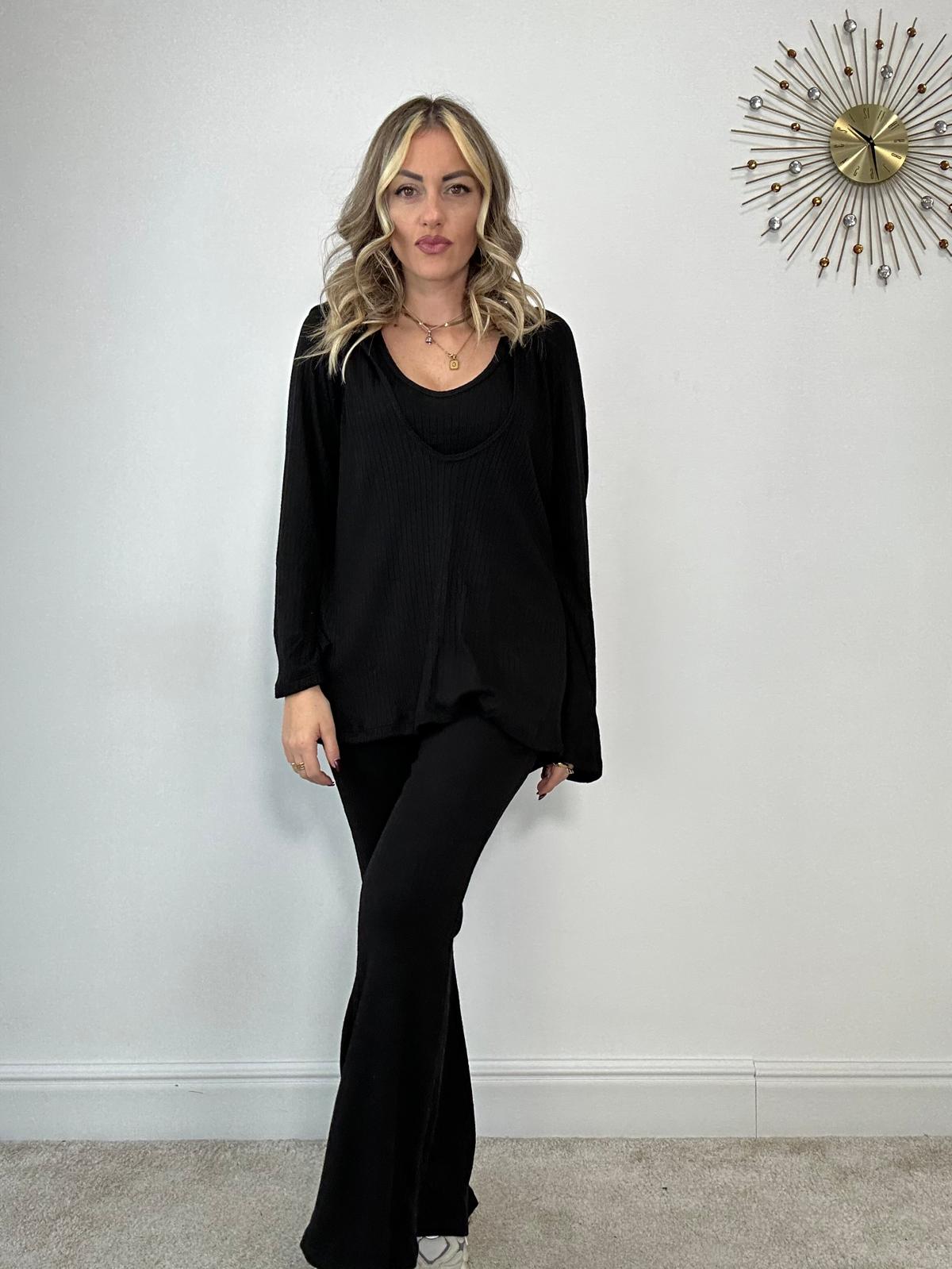 Coordinato ( Pantalone + top + maglia ) Nero