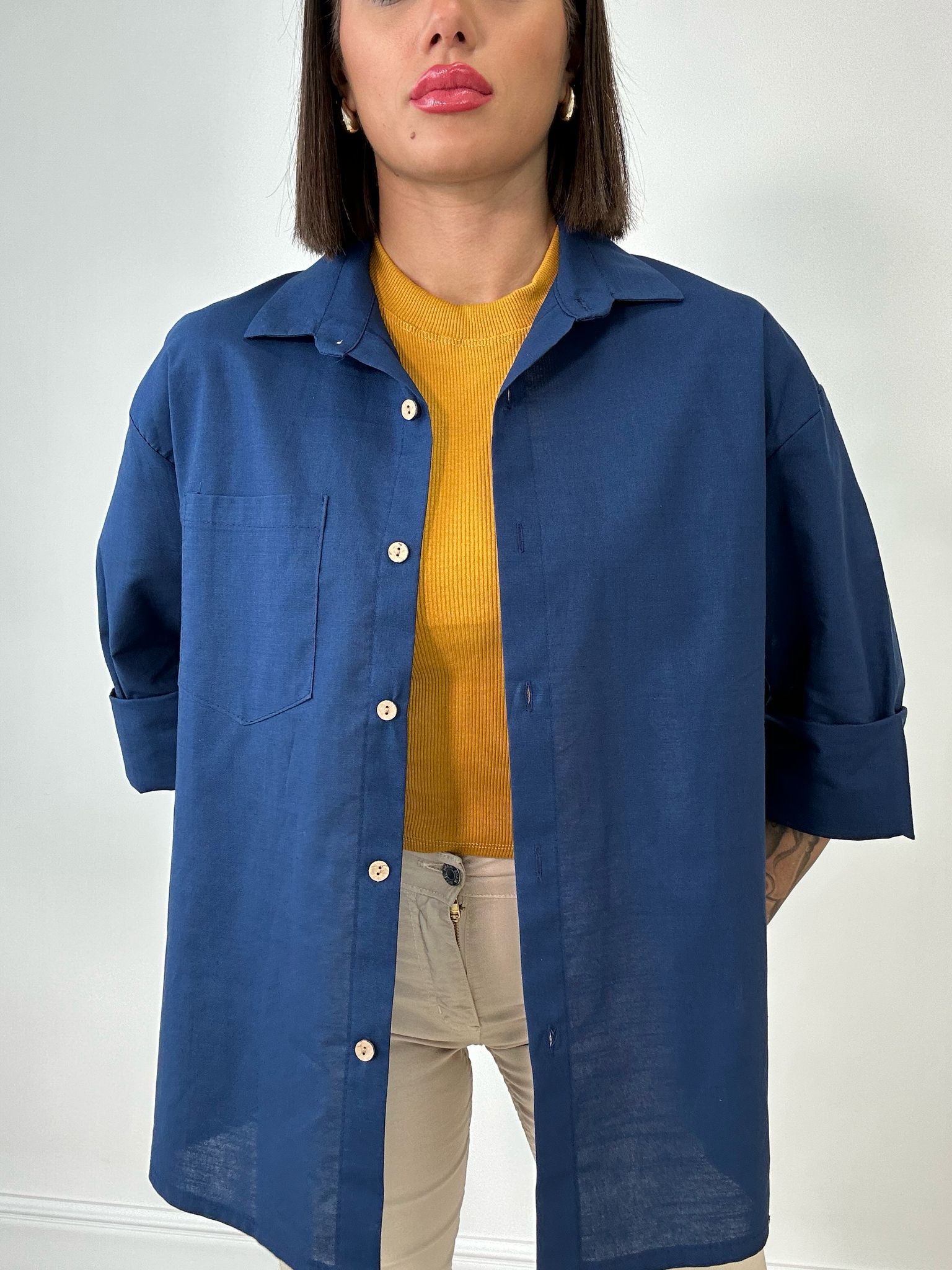 Camicia in Lino- Blu