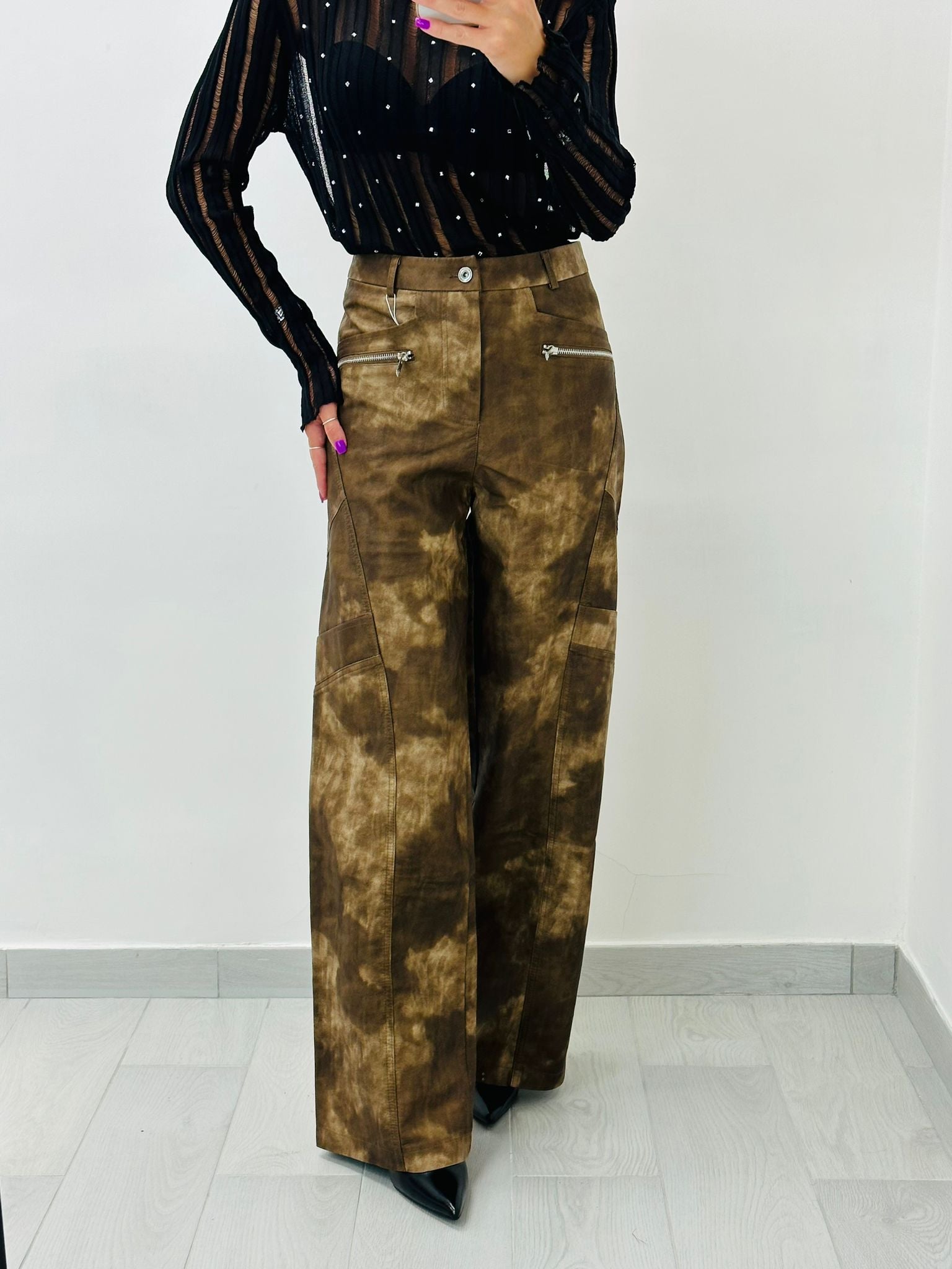 Pantalon Darling en simili cuir - Marron - UNIQUEMENT DISPONIBLE L