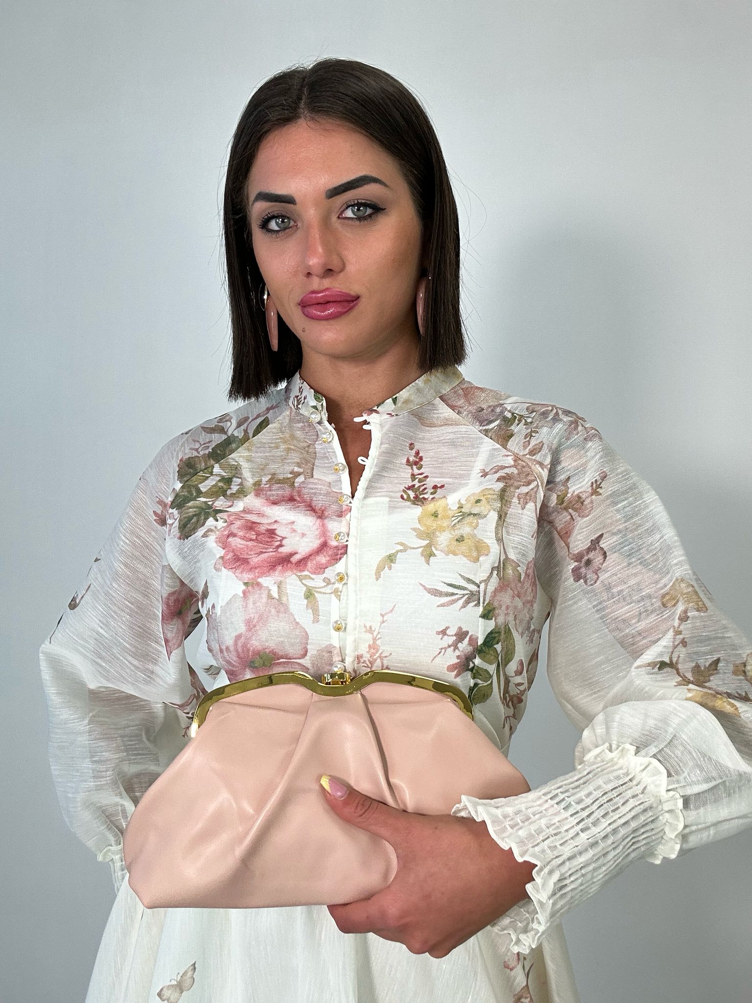 Borsa con gancetto oro - Rosa Antico