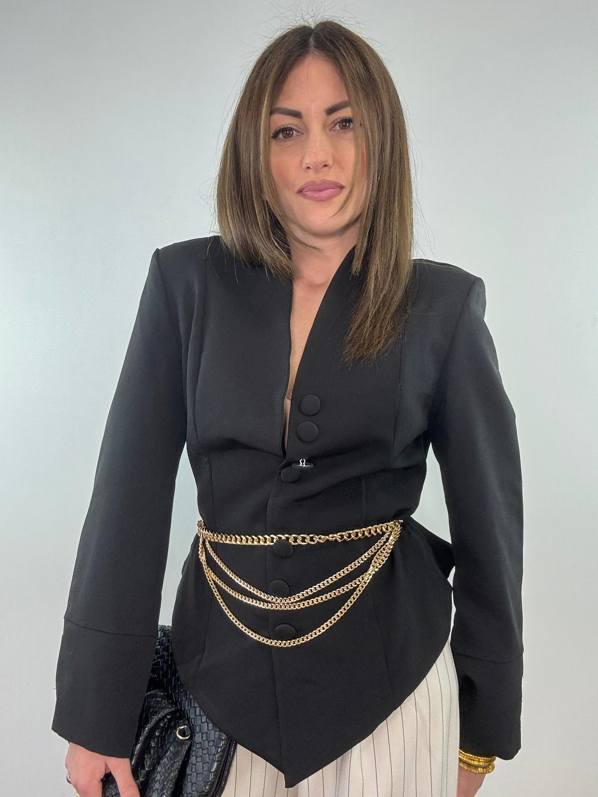 Blazer senza collo 6827 - Nero