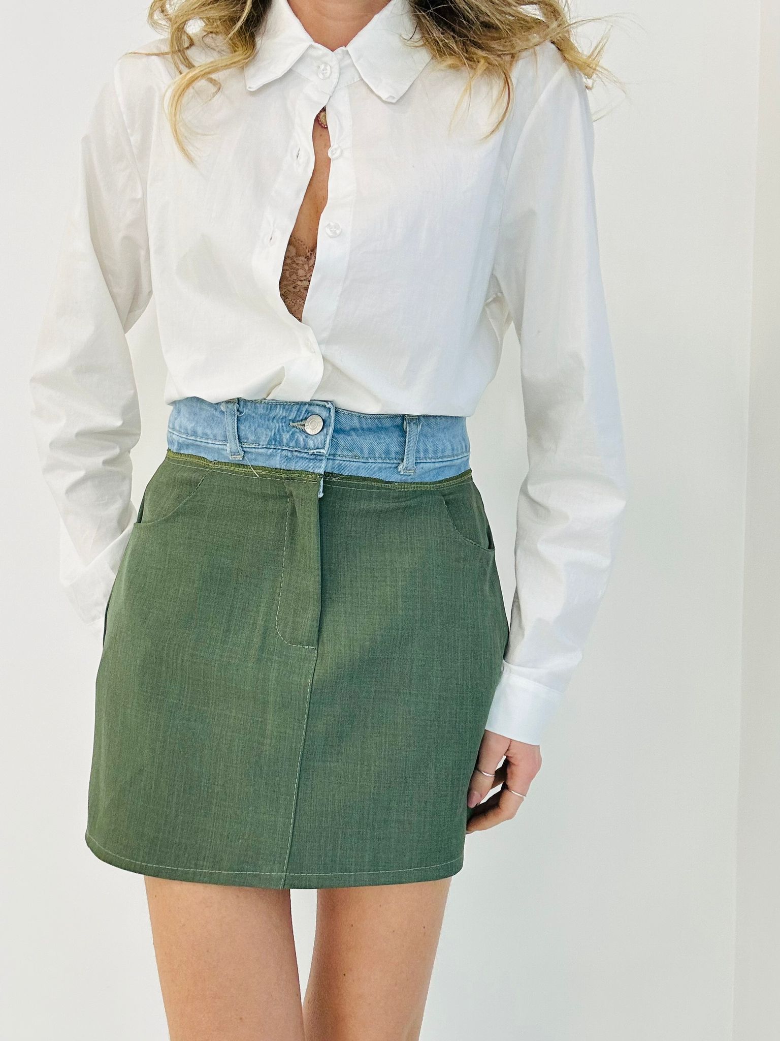 Jupe Delia - Denim et Vert