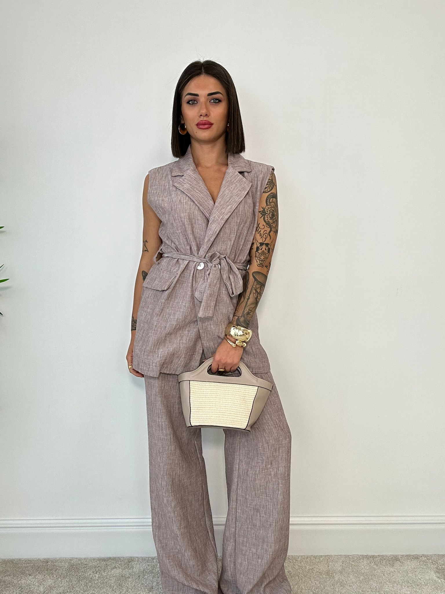 Coordinato Kyoto (Blazer Smanicato + Pantalone) Tortora