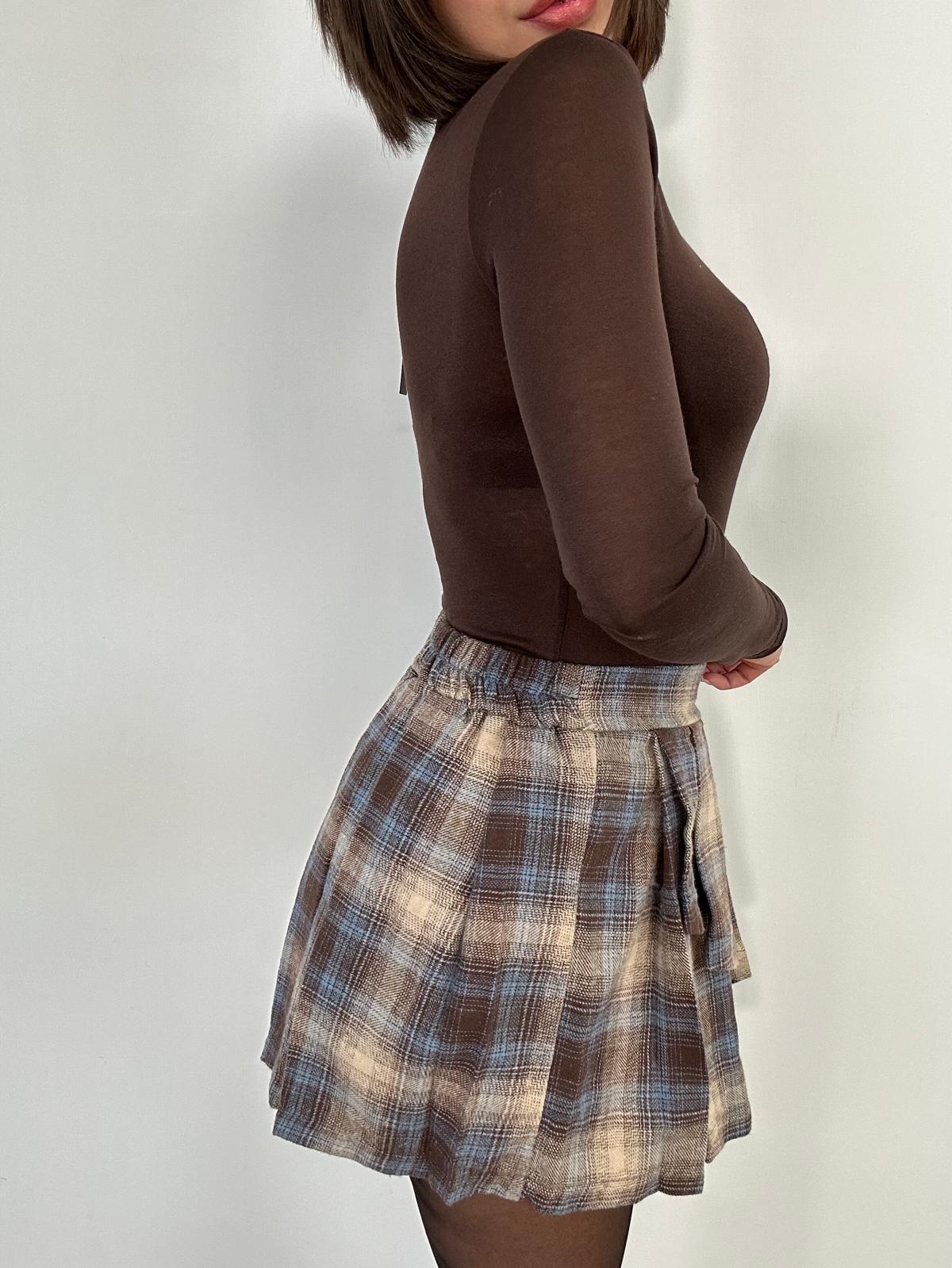 Gonna a quadri 25755 - Marrone e Celeste