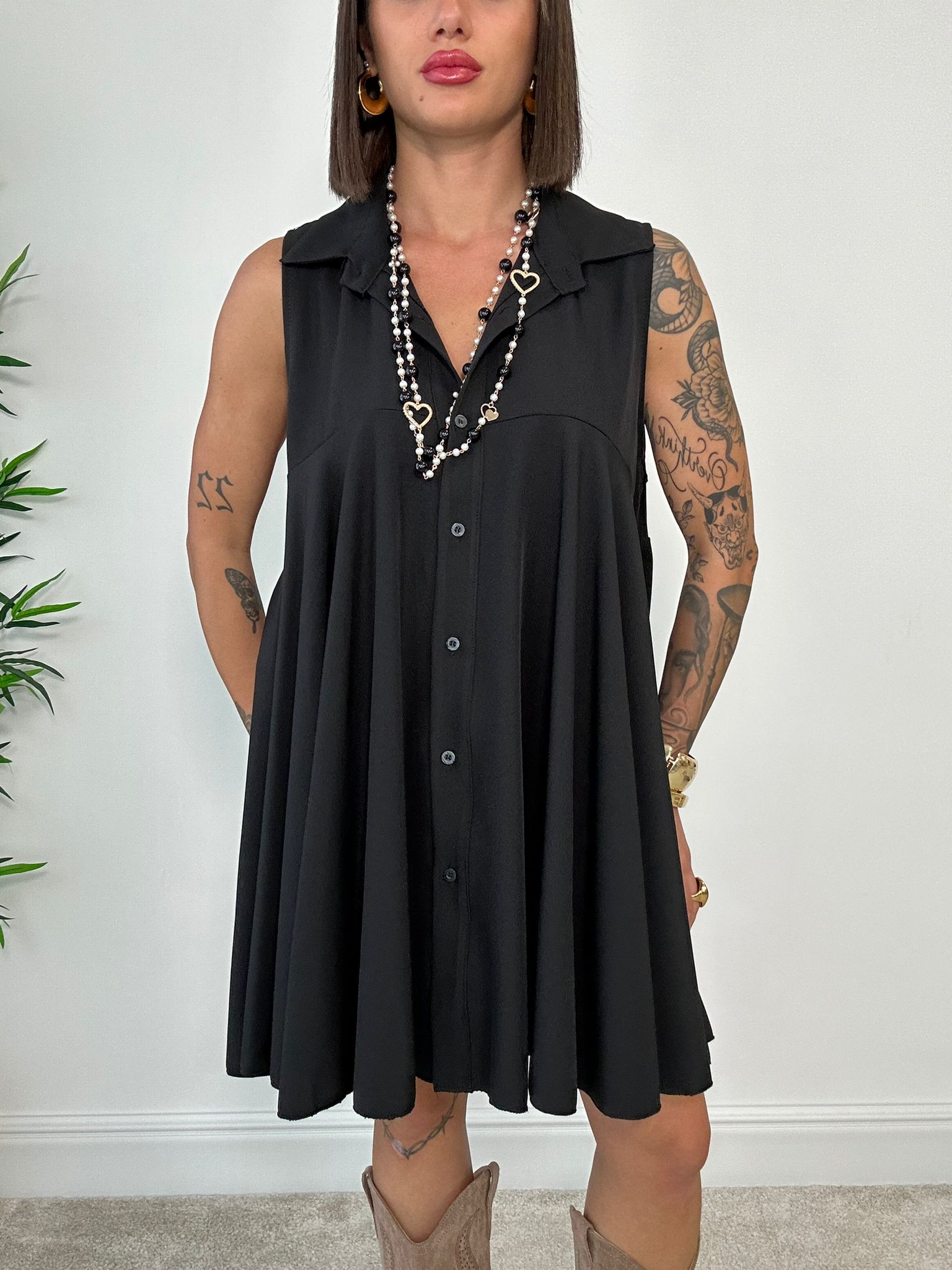 Abito Casual Smanicato - Nero