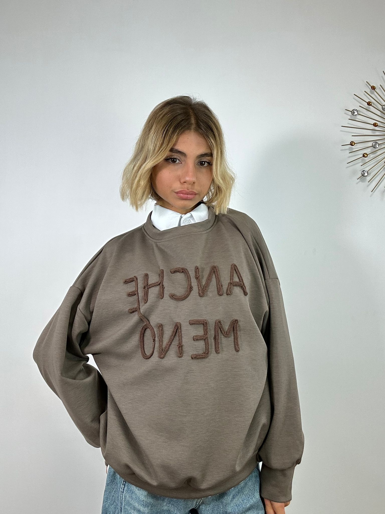 Felpa "Anche Meno" M6023 - Fango