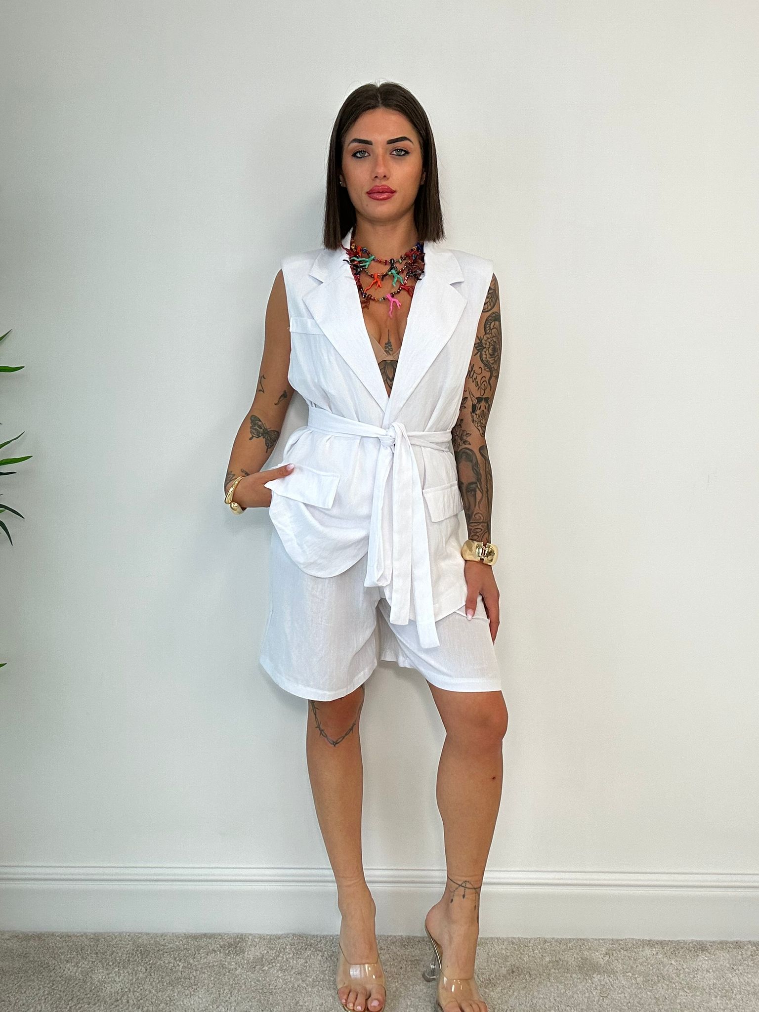 Coordinato Tropea (Blazer Smanicato + Bermuda) Bianco