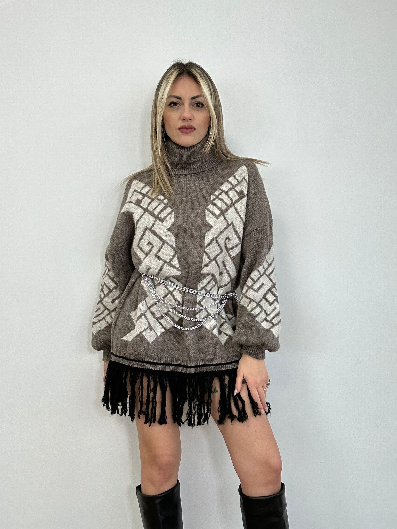 Fransenkleid 25870 - Schlamm